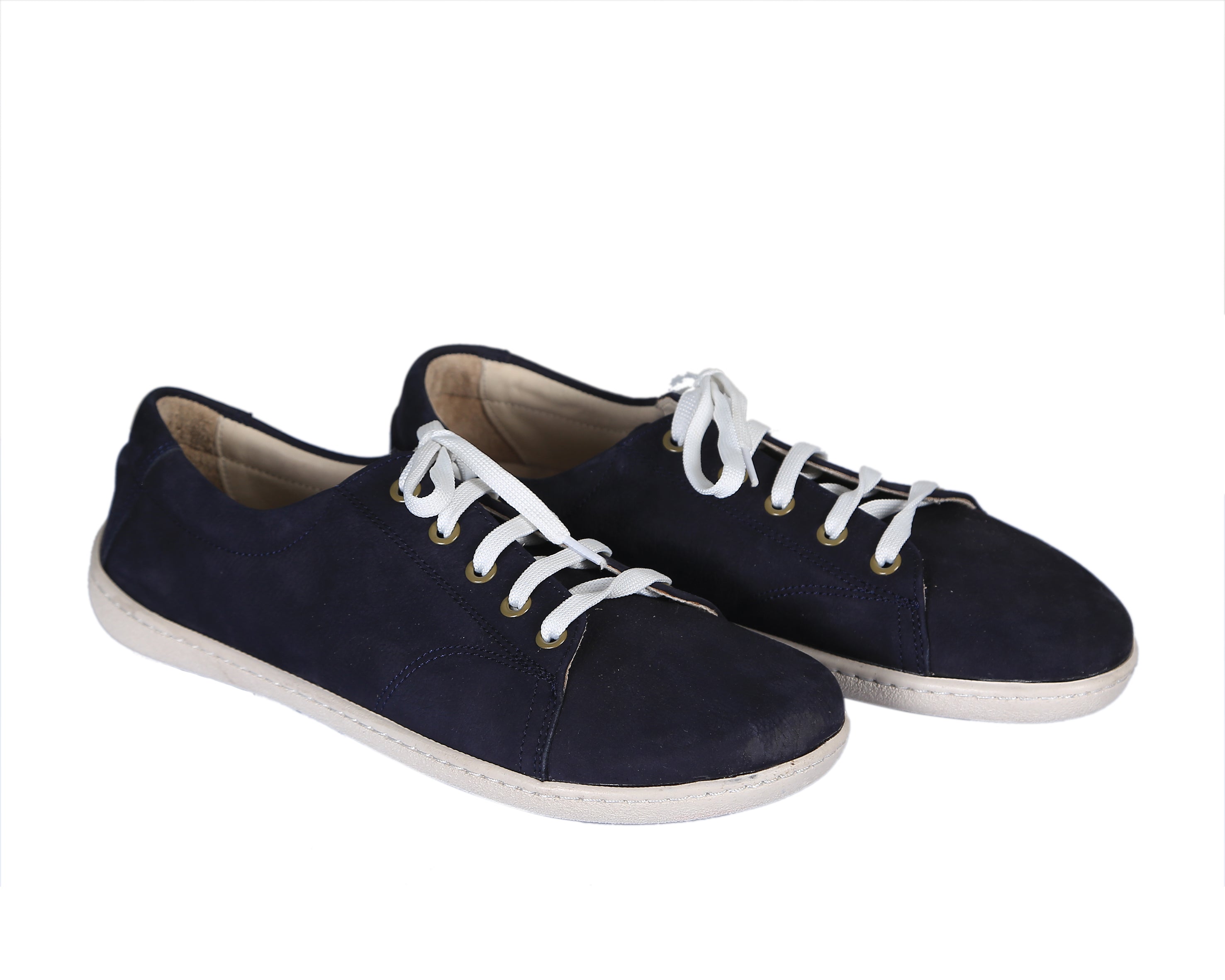 Navy Blue SNEAKER Wide Barefoot Shoes Nubuck Leather Handmade 6mm Rubber Outsole 