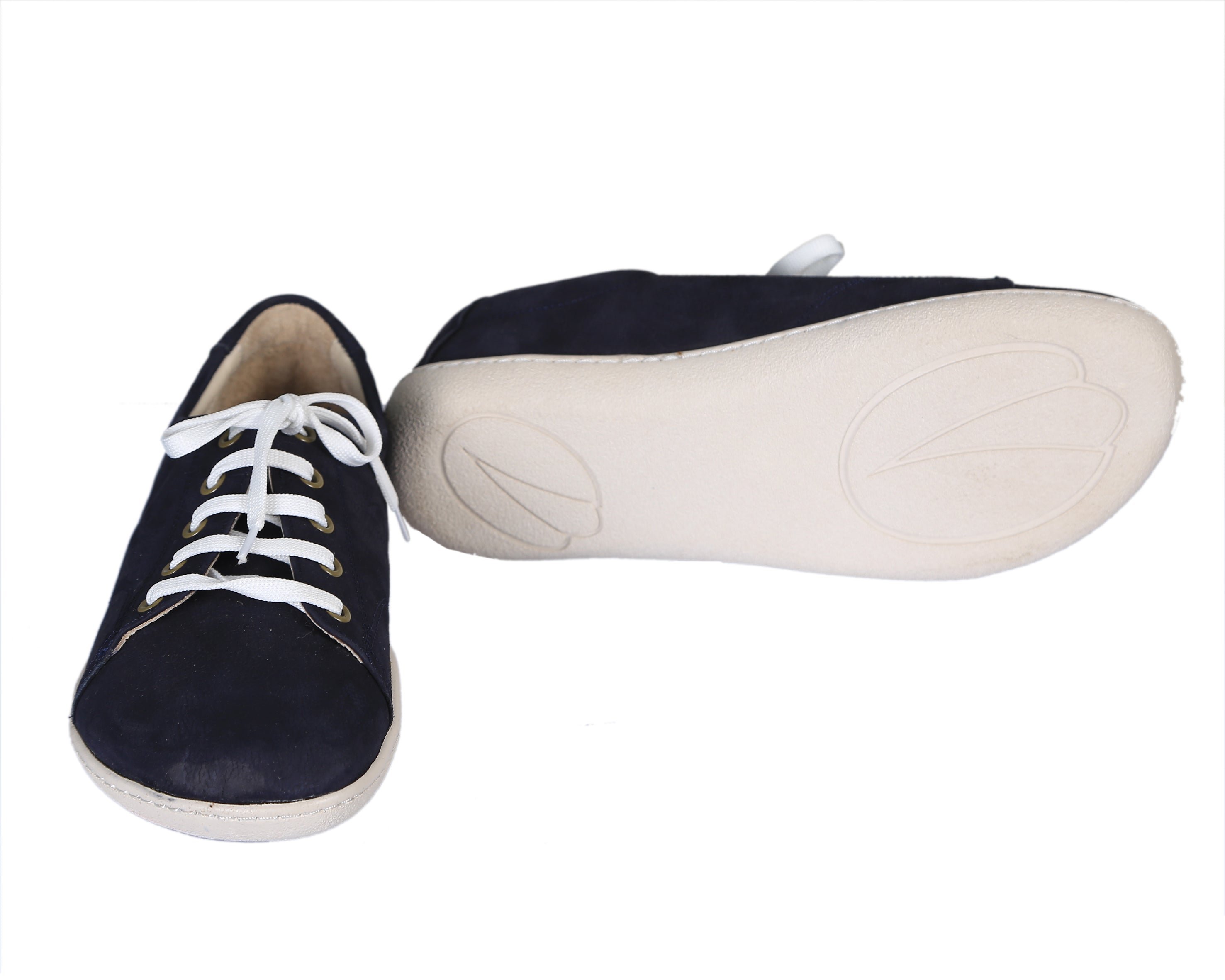 Navy Blue SNEAKER Wide Barefoot Shoes Nubuck Leather Handmade 6mm Rubber Outsole 
