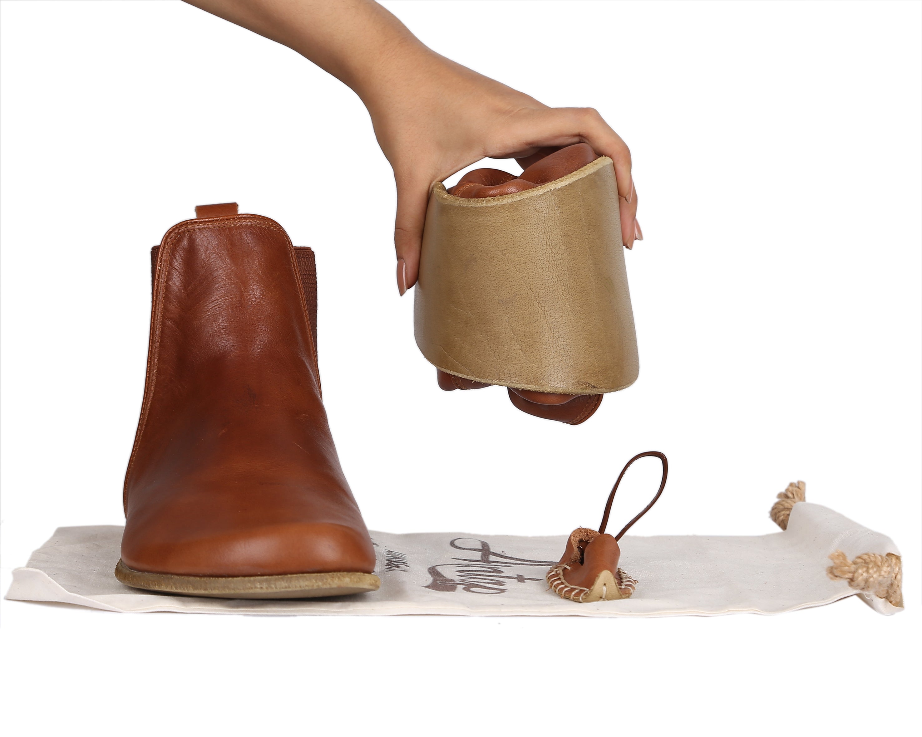 Brown Chelsea Boots Wide Barefoot Smooth Leather Handmade Shoes 