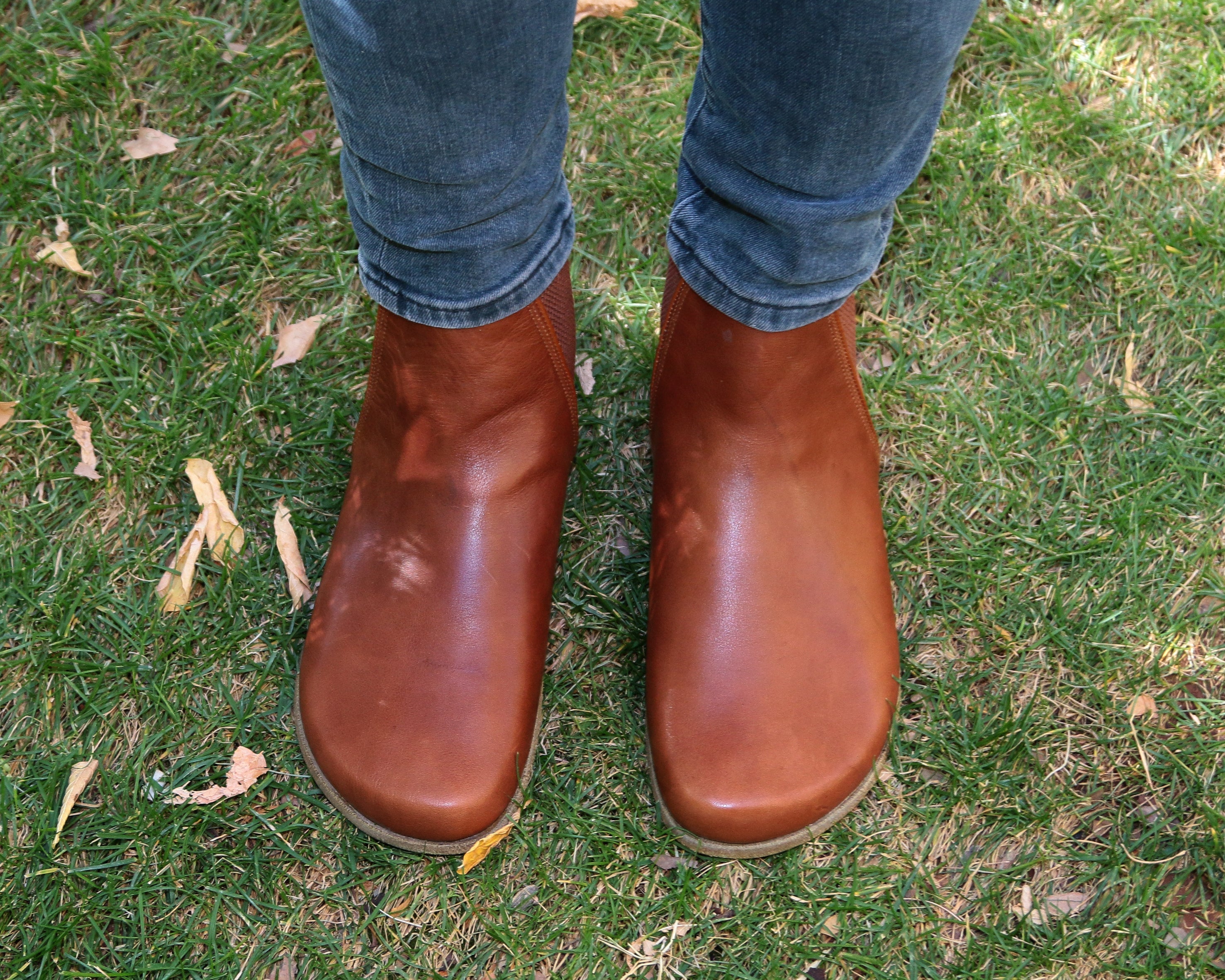 Brown Chelsea Boots Wide Barefoot Smooth Leather Handmade Shoes 