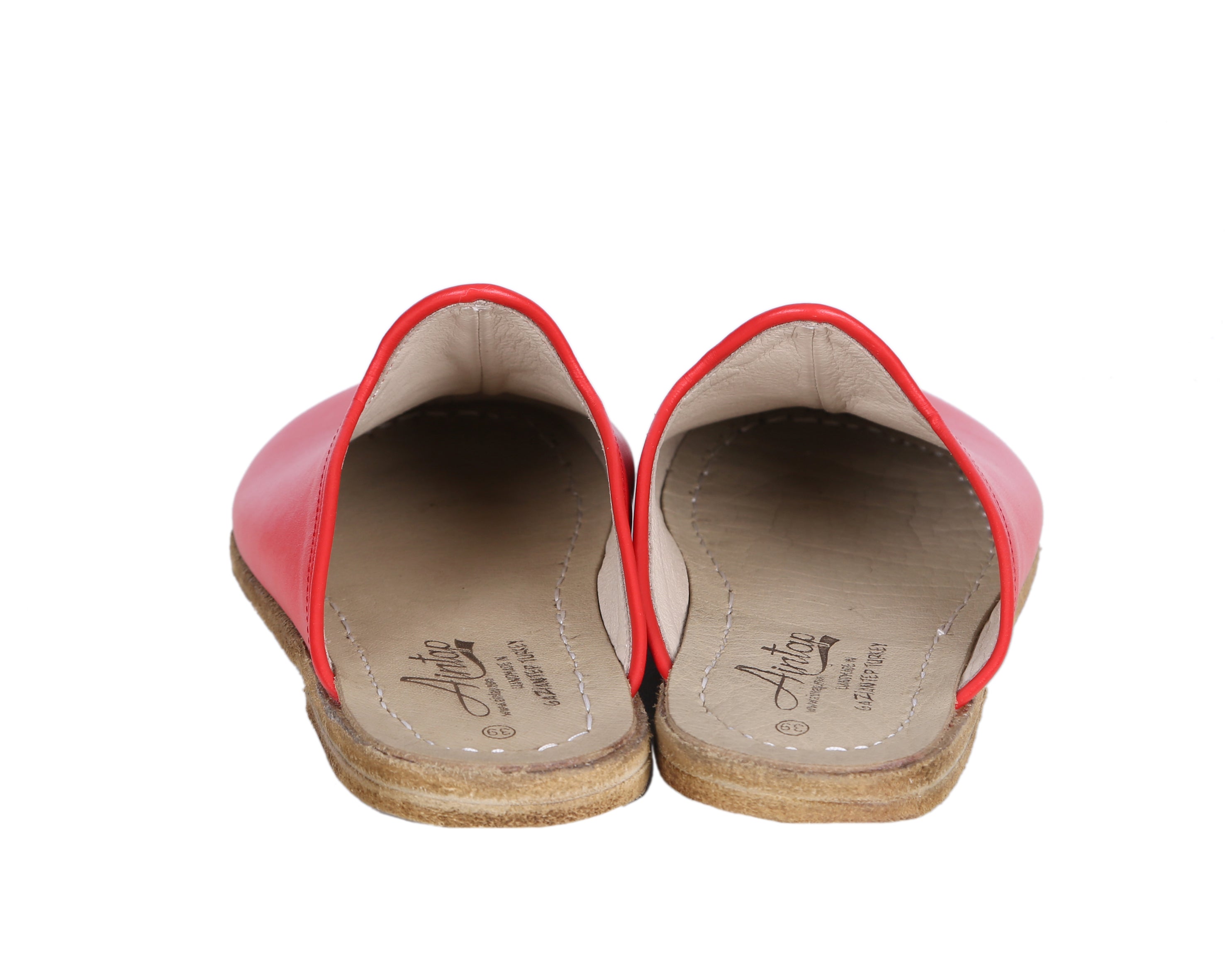 Red Sandal Wide Barefoot Smooth Leather Handmade 