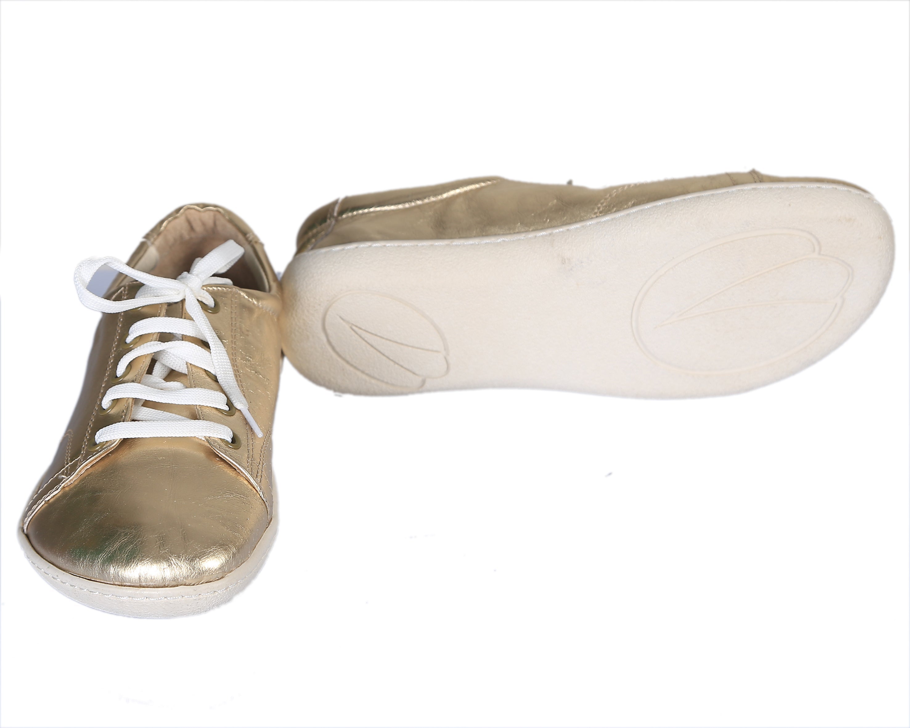 Gold SNEAKER Wide Barefoot Shoes Smooth Leather Handmade 6mm Rubber Outsole 