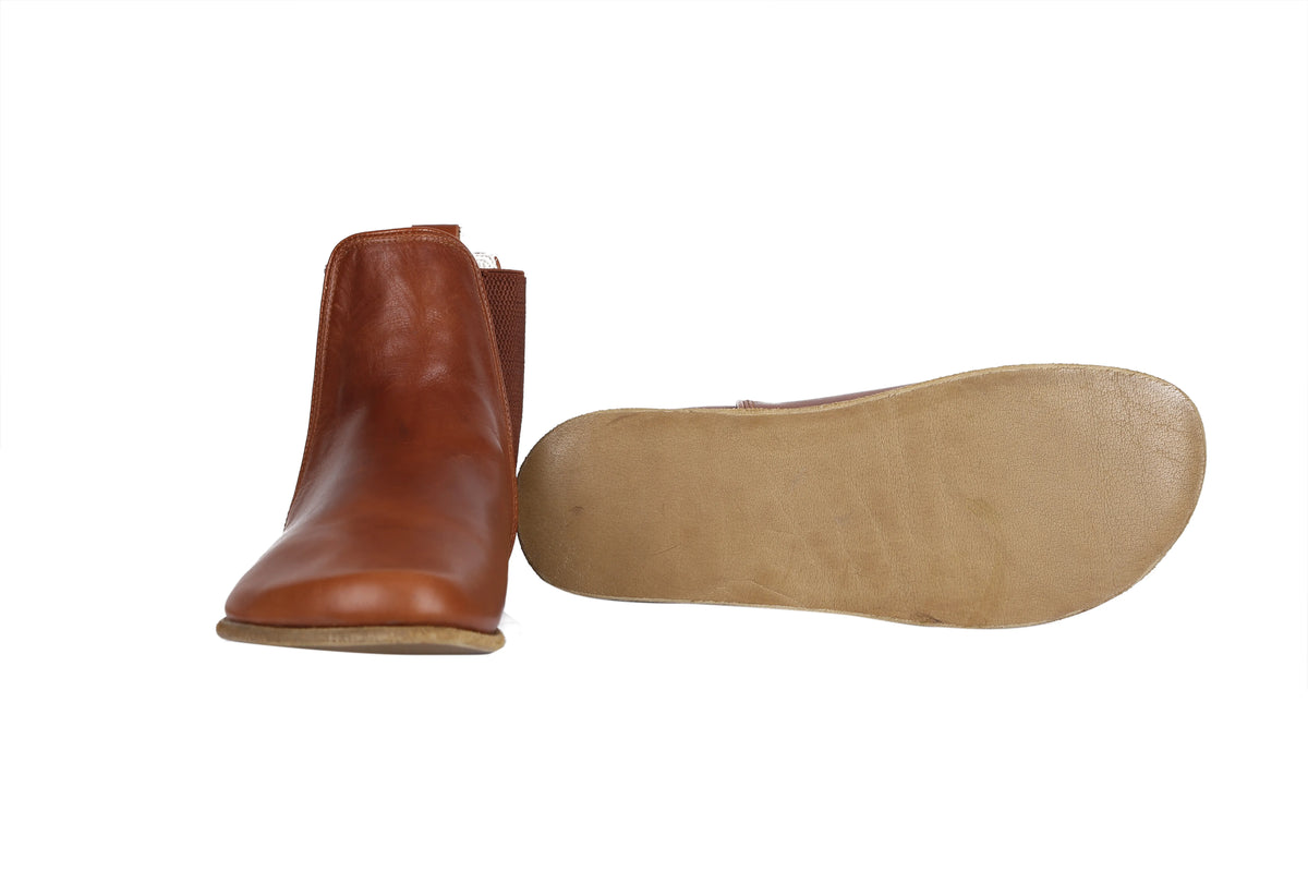 Smooth Barefoot Chelsea Boots Shoes – Classic Sole — Leather Sole – Brown