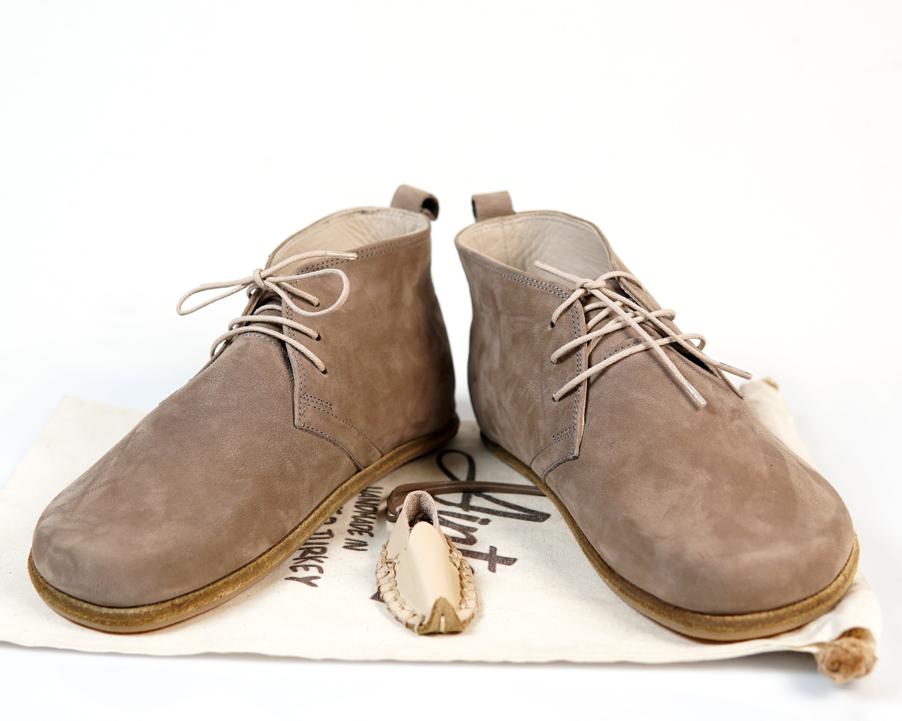 Smoked Ankle Boots Wide Barefoot Nubuck Leather Handmade Shoes 