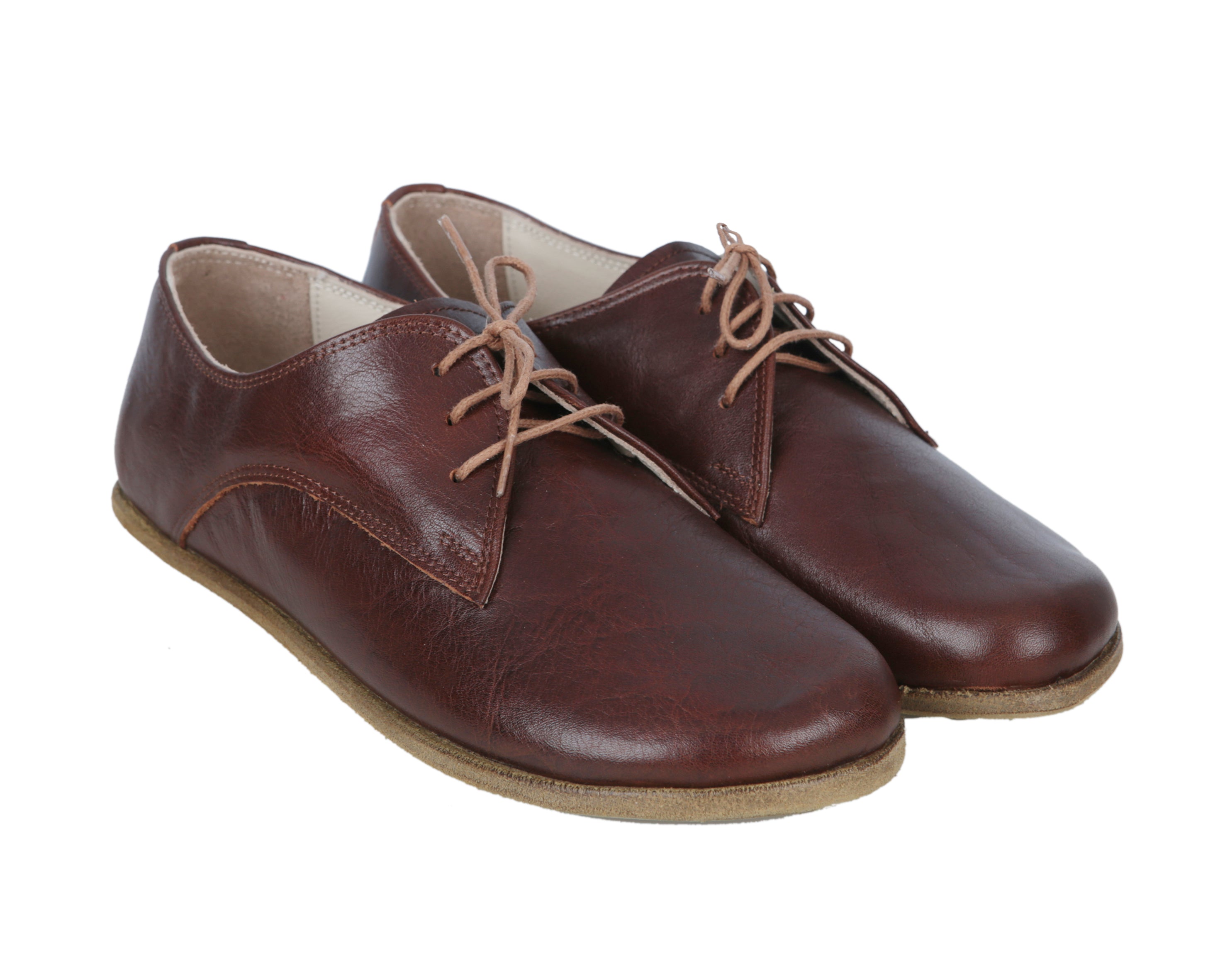 Dark Brown Oxford Wide Barefoot Smooth Leather Handmade Classic Shoes 