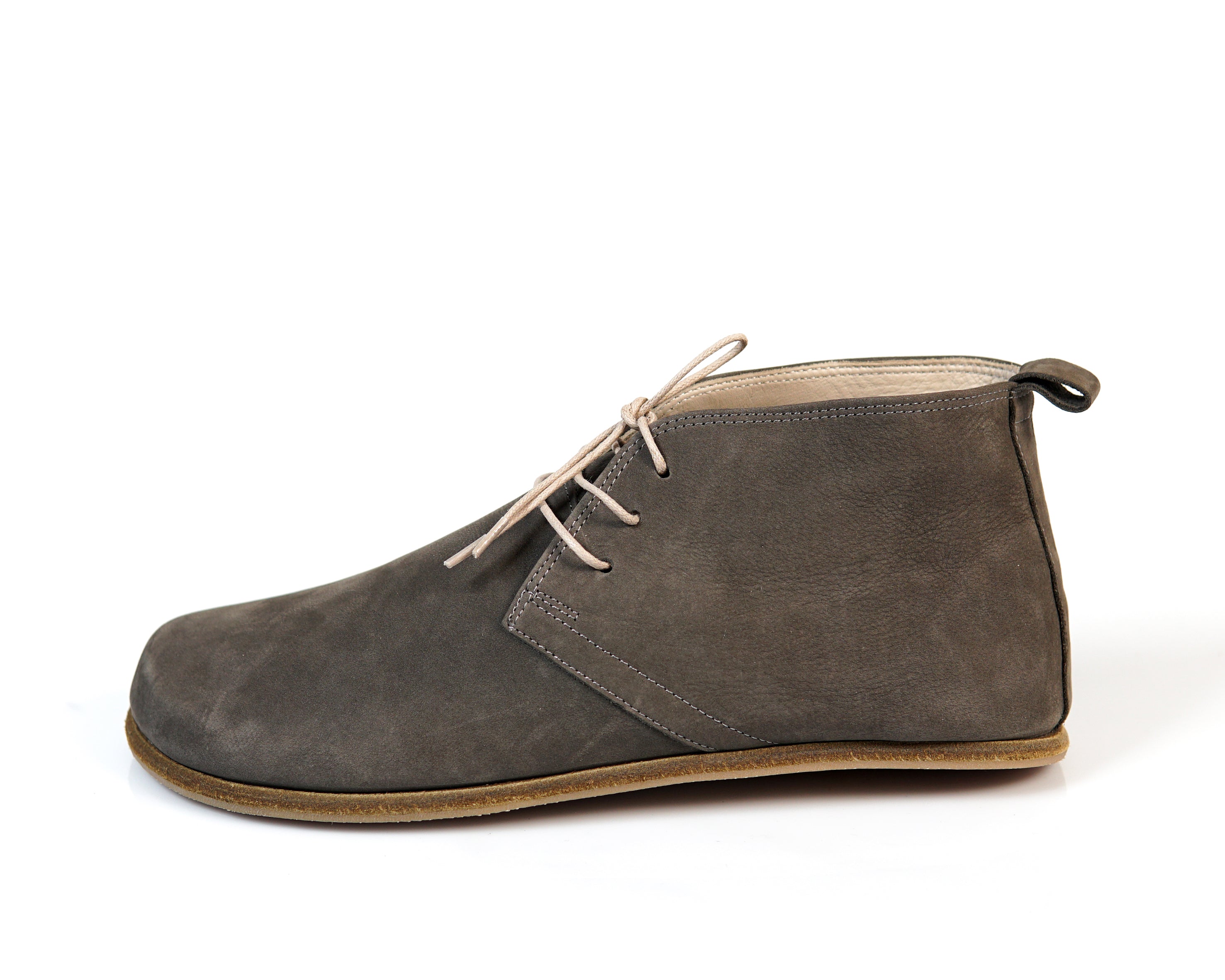 Gray Ankle Boots Wide Barefoot Nubuck Leather Handmade Shoes 