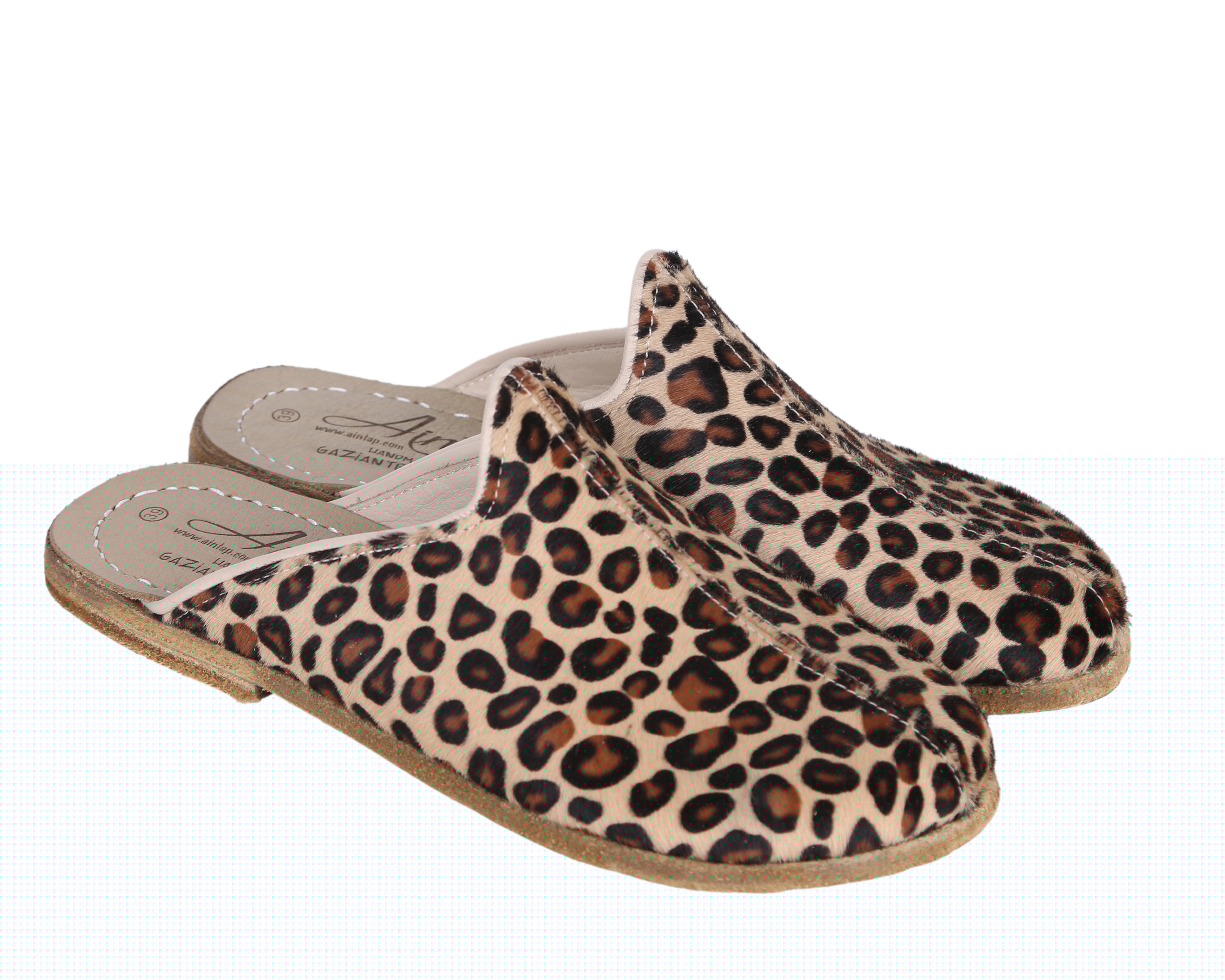 Leopard Sandal Wide Barefoot Smooth Leather Handmade 