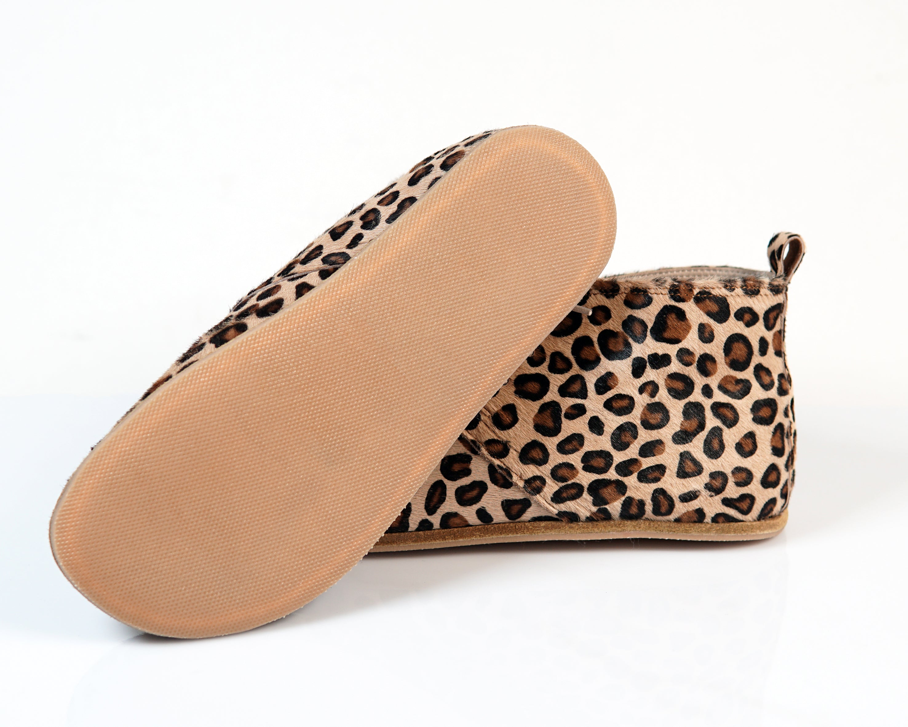 Leopard Ankle Boots Wide Barefoot Smooth Leather Handmade Shoes 