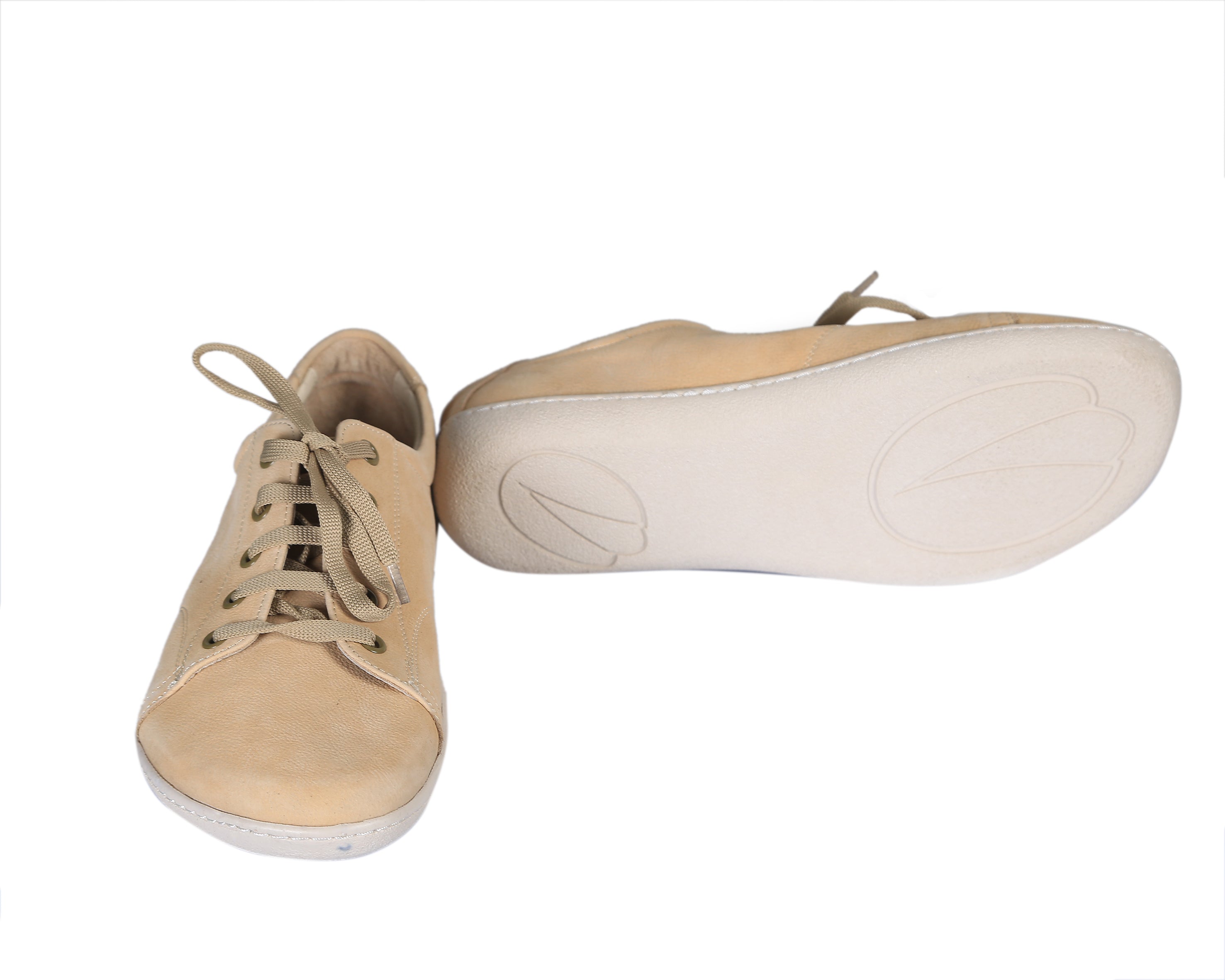 Cream SNEAKER Wide Barefoot Shoes Nubuck Leather Handmade 6mm Rubber Outsole 