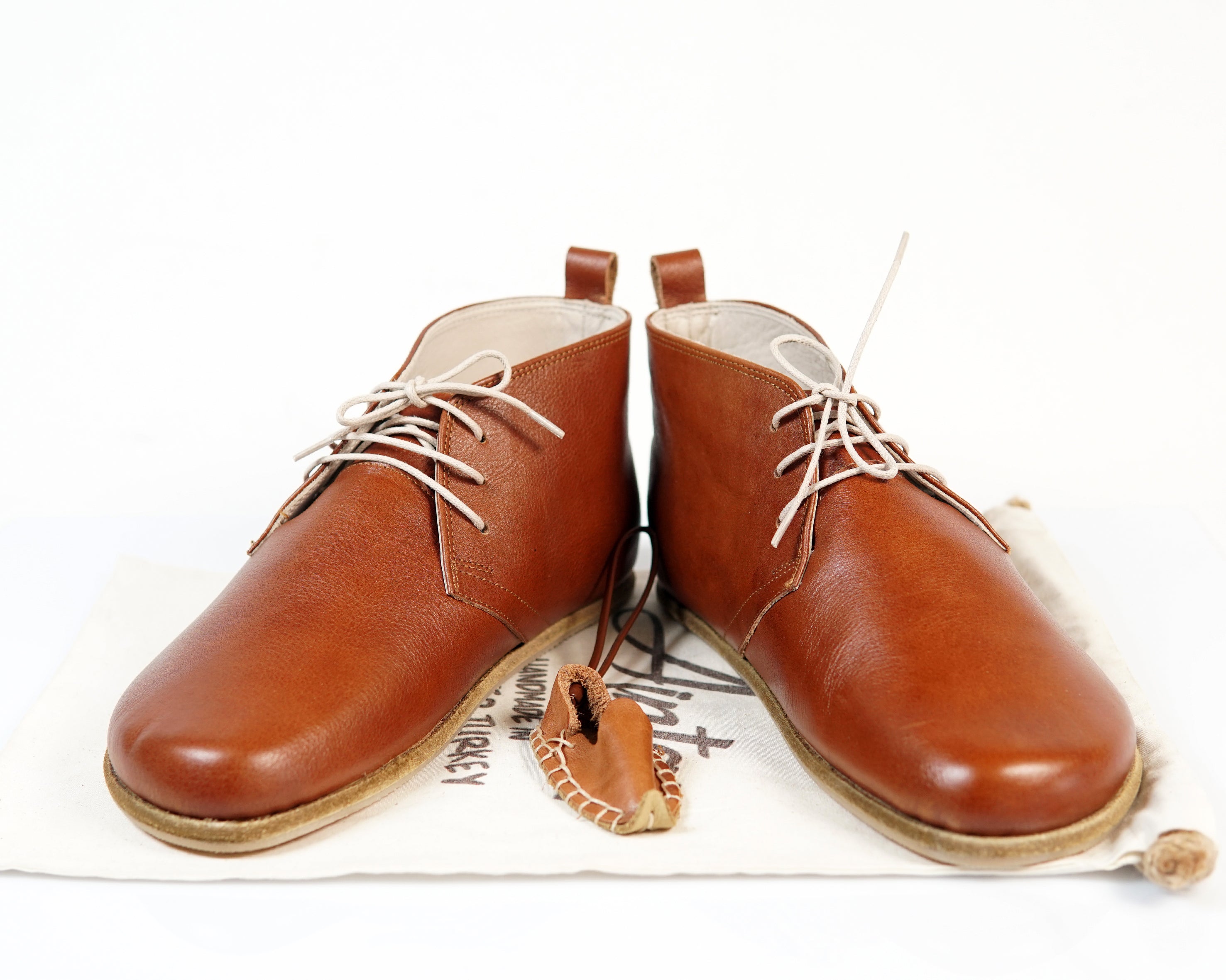 Brown Ankle Boots Wide Barefoot Smooth Leather Handmade Shoes 