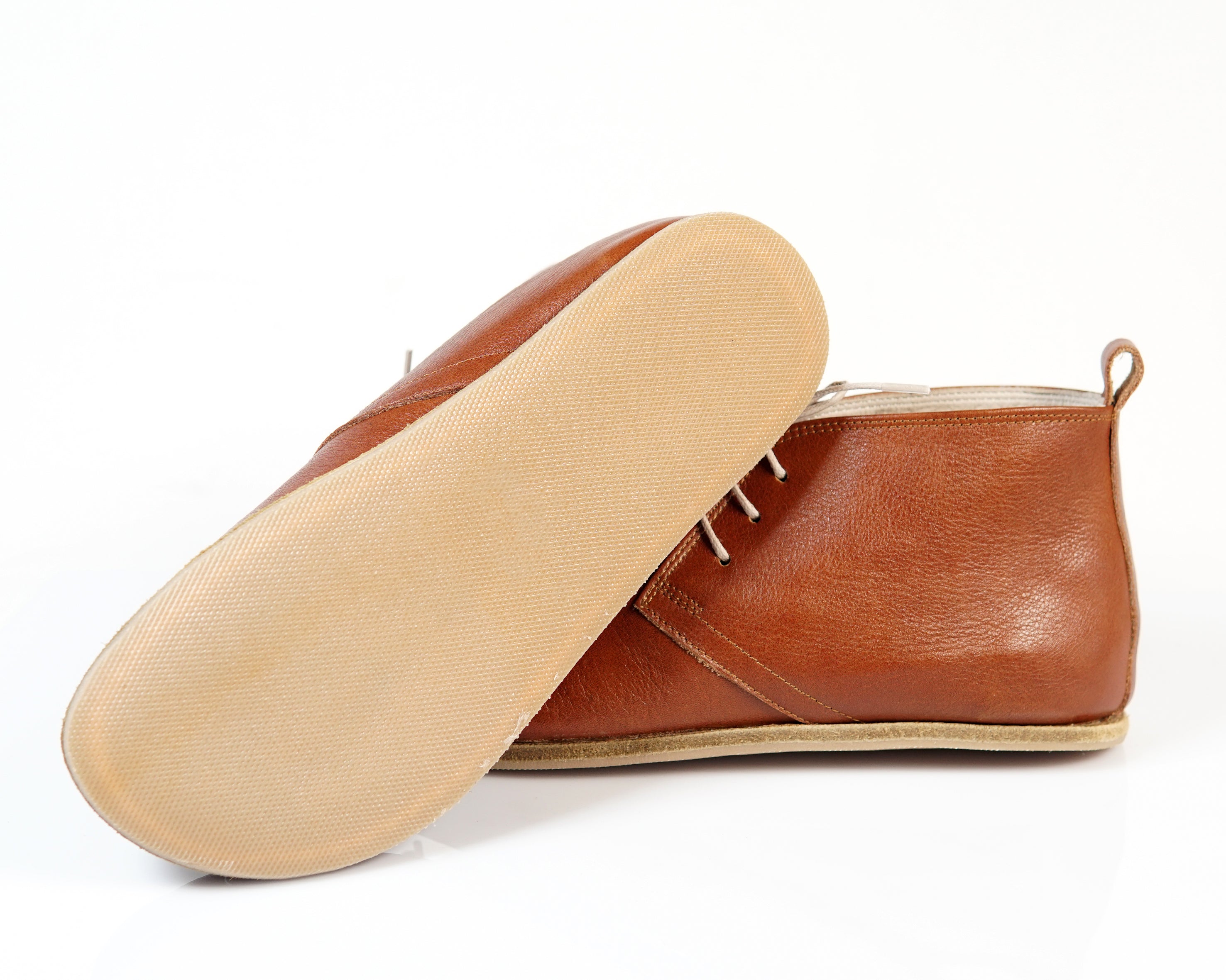 Brown Ankle Boots Wide Barefoot Smooth Leather Handmade Shoes 