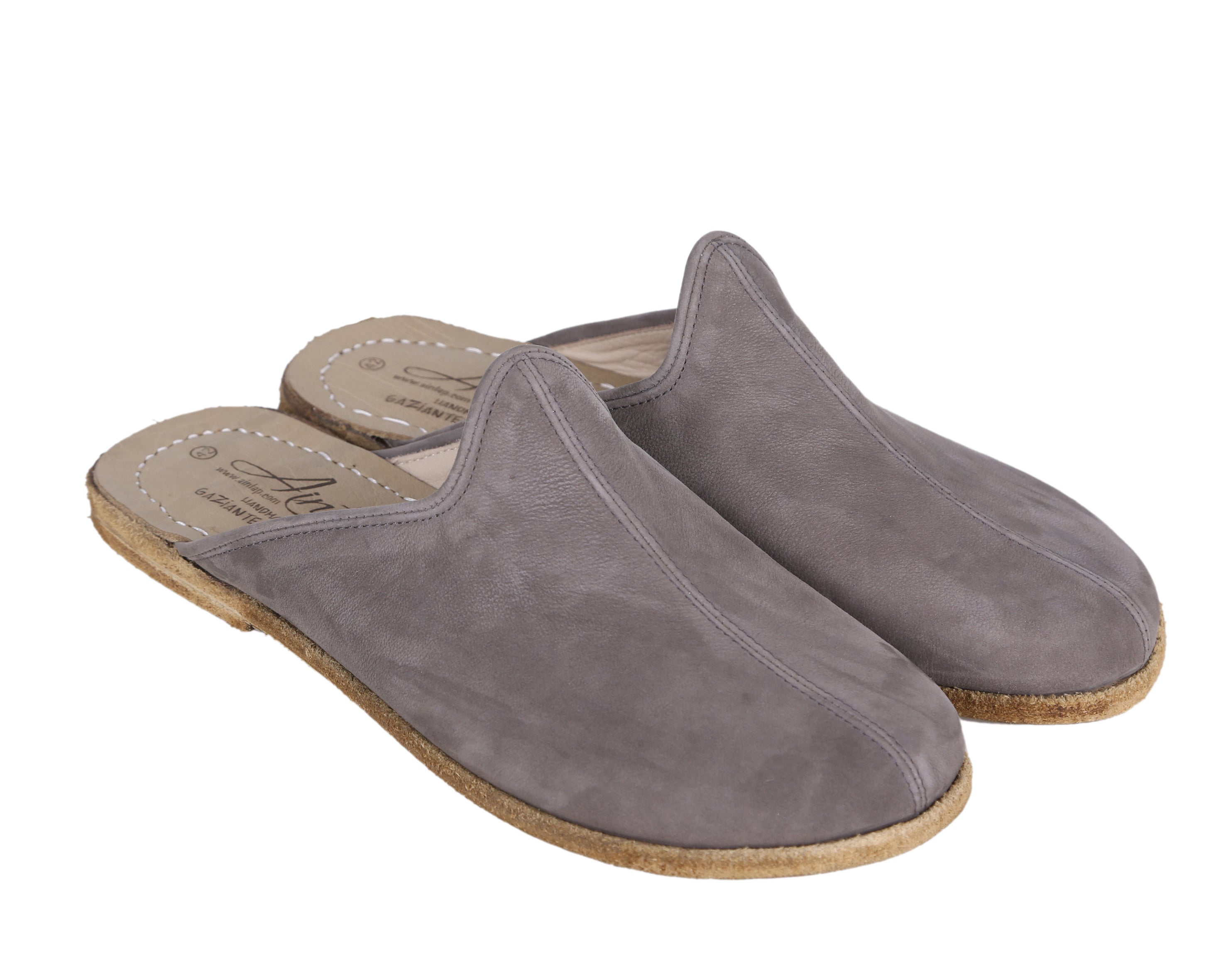 Gray Sandal Wide Barefoot Nubuck Leather Handmade