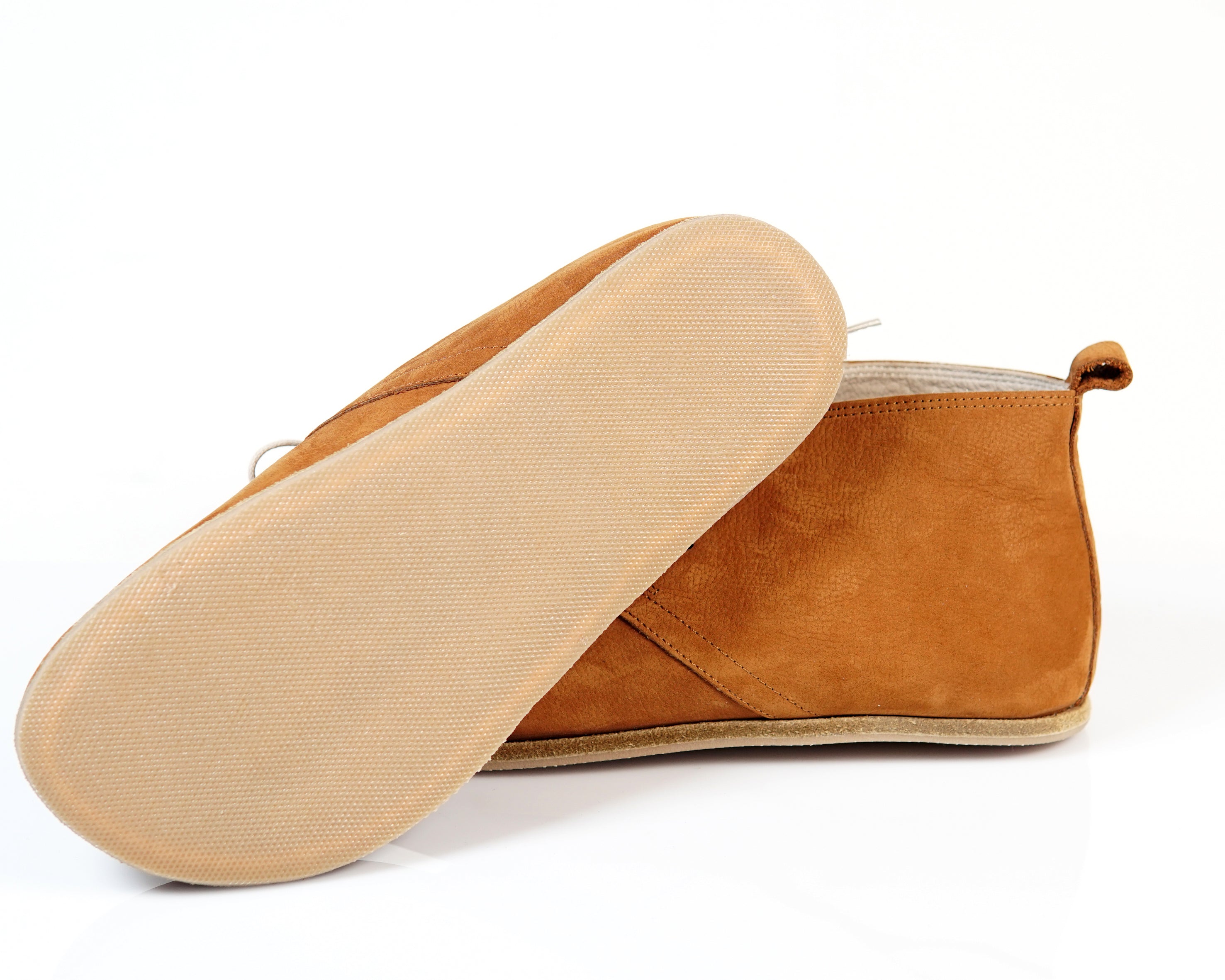 Tan Ankle Boots Wide Barefoot Nubuck Leather Handmade Shoes 