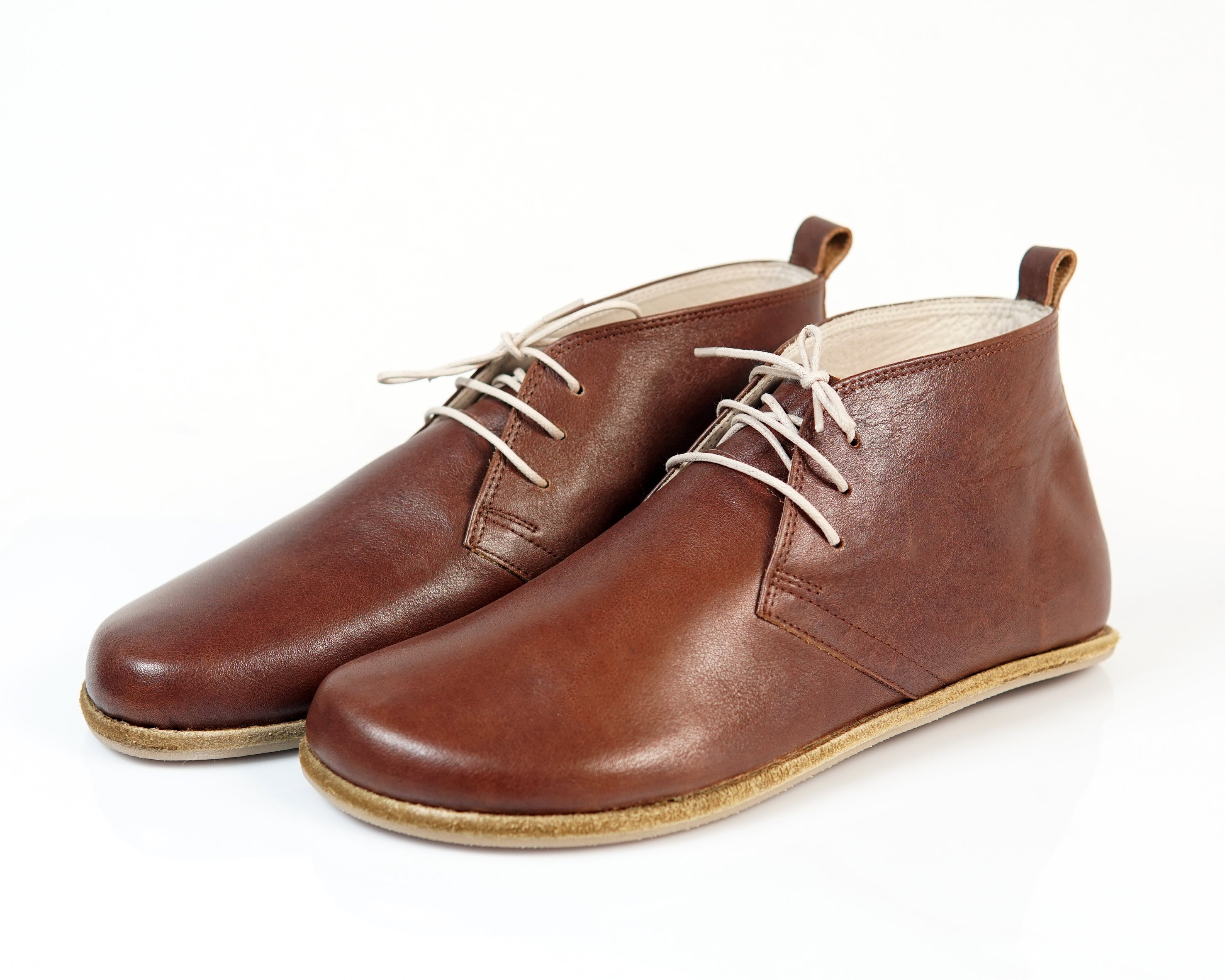 Dark Brown Ankle Boots Wide Barefoot Smooth Leather Handmade Shoes 