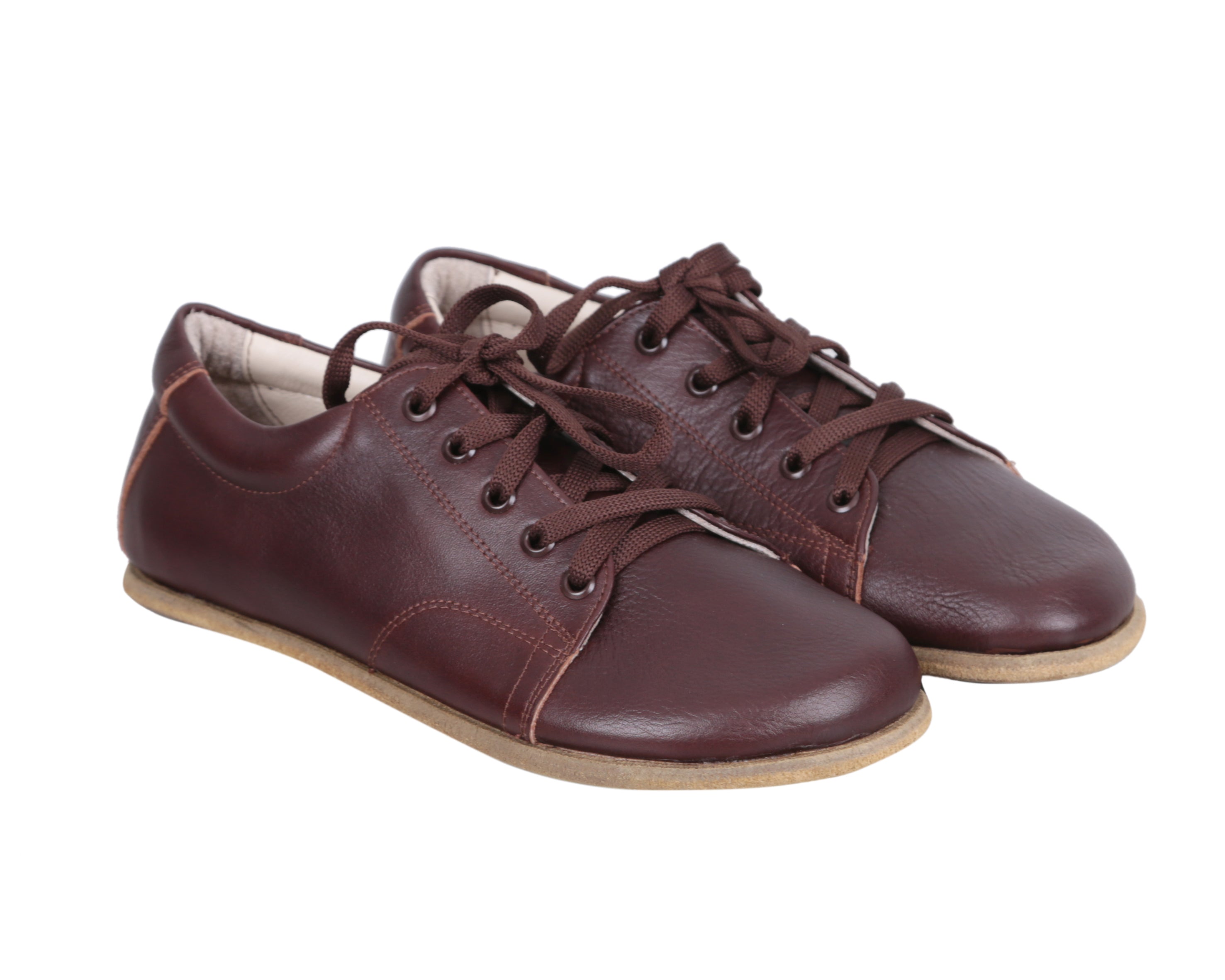 Dark Brown Sneaker Wide Barefoot Smooth Leather Handmade Shoes 