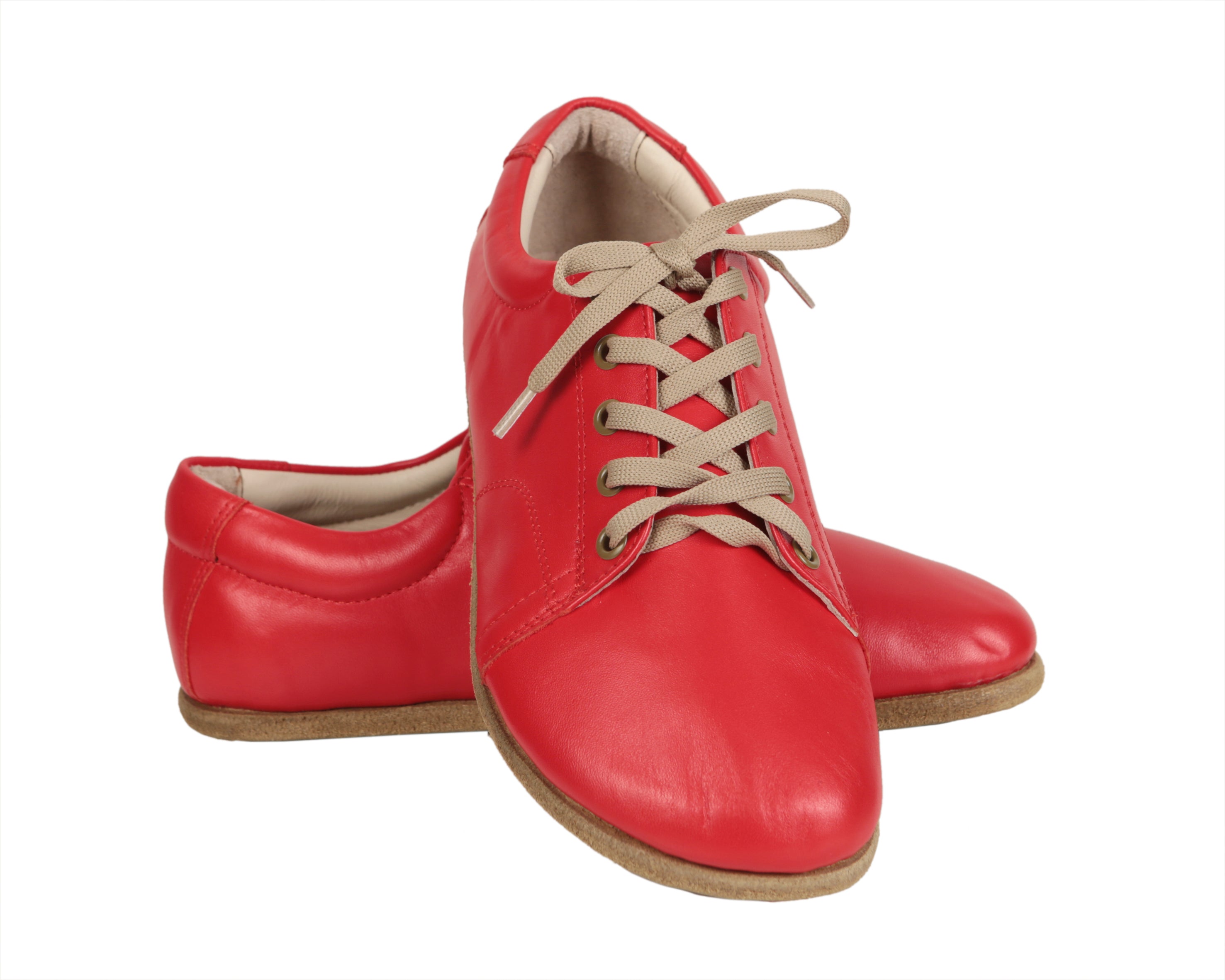 Red Sneaker Wide Barefoot Smooth Leather Handmade Shoes