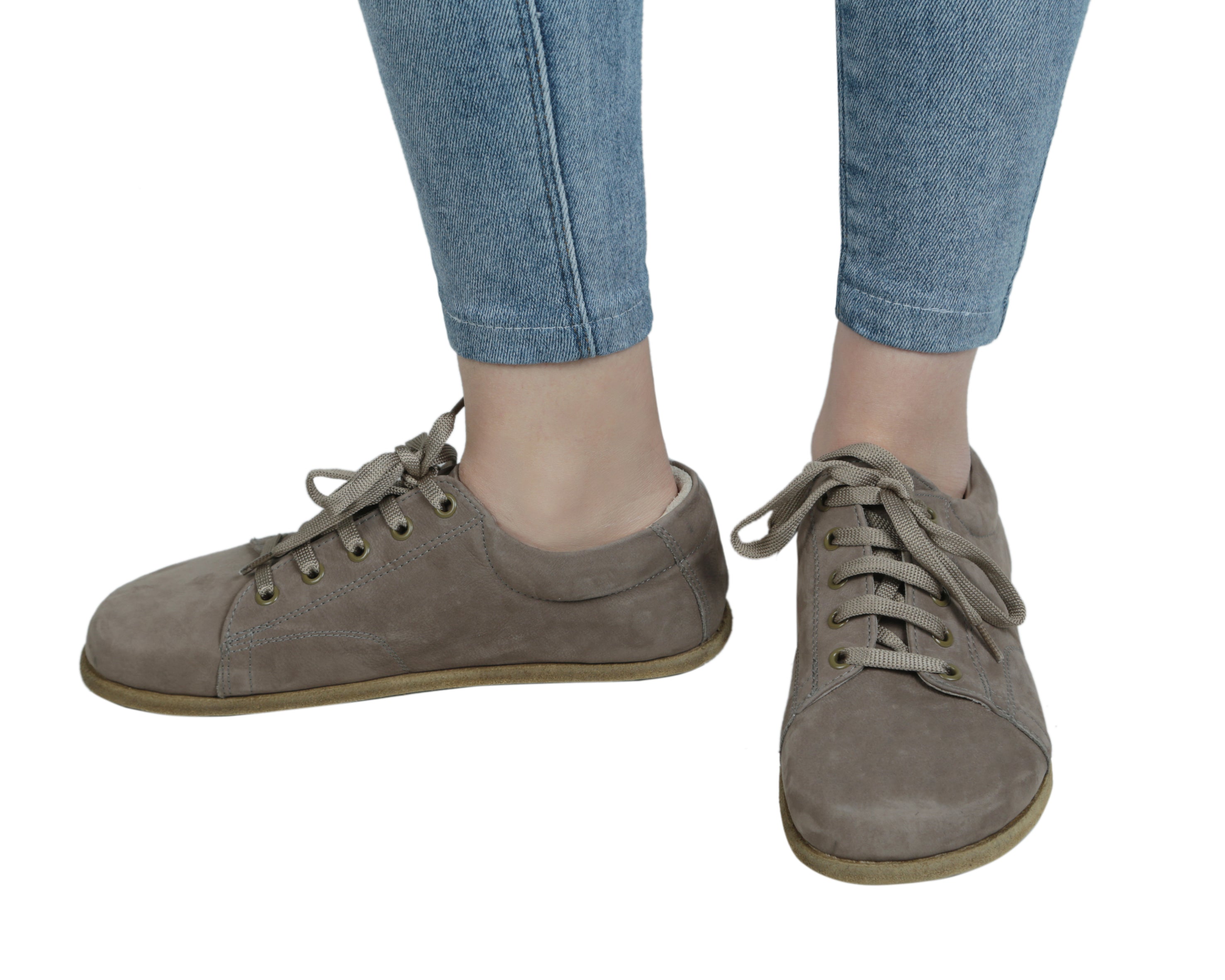 Smoked Sneaker Wide Barefoot Nubuck Leather Handmade Shoes 
