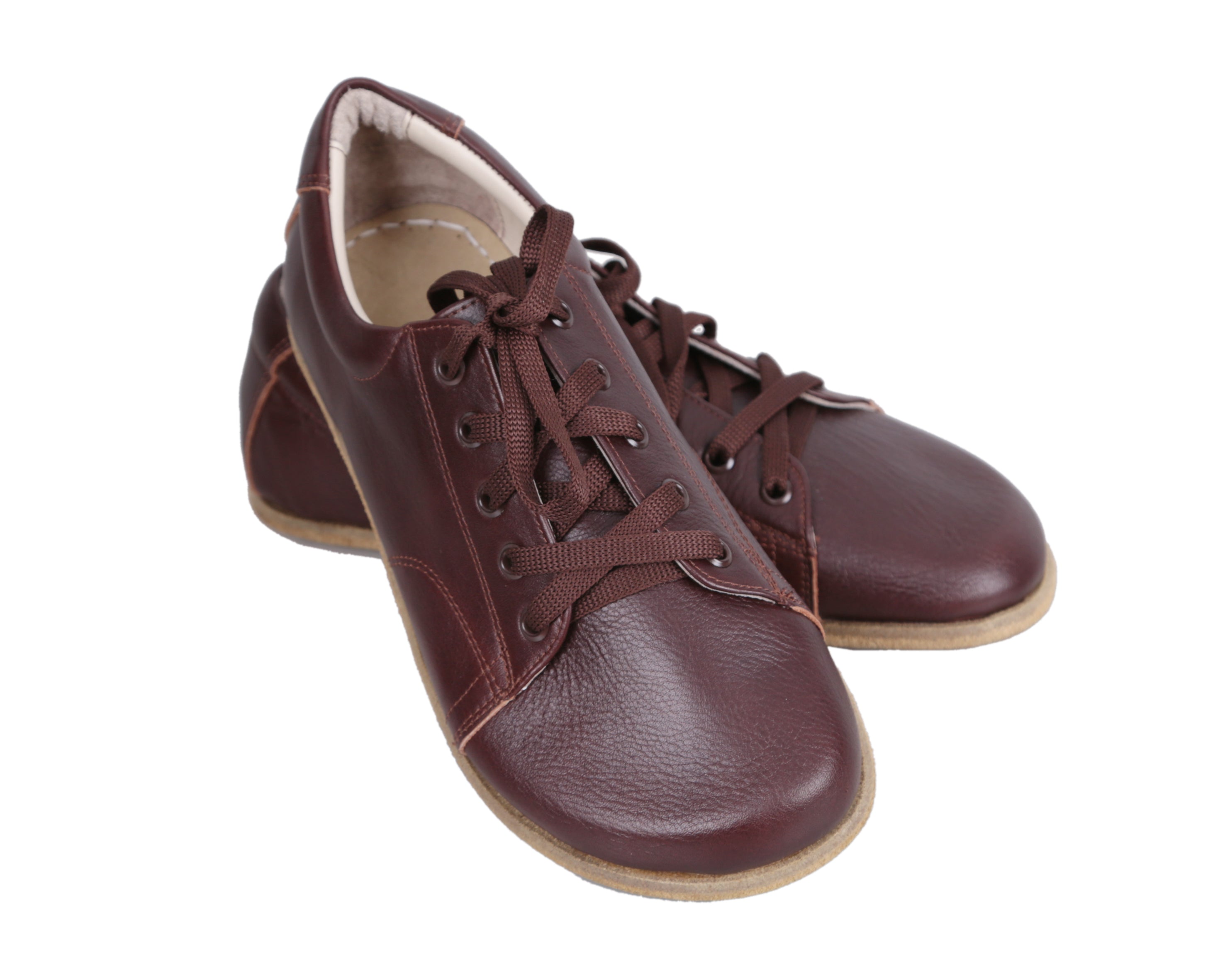 Dark Brown Sneaker Wide Barefoot Smooth Leather Handmade Shoes