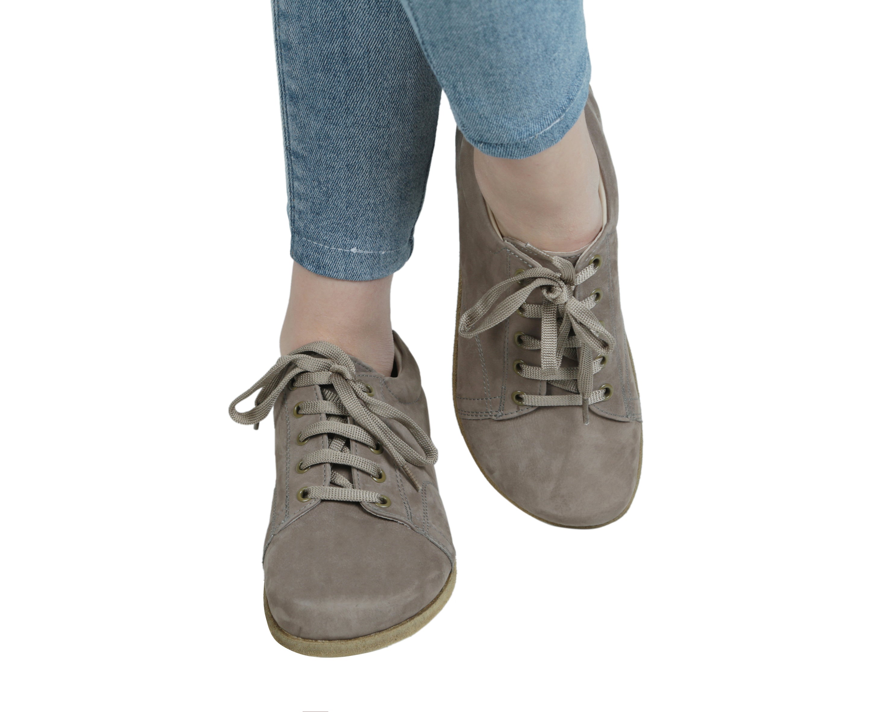 Smoked Sneaker Wide Barefoot Nubuck Leather Handmade Shoes 
