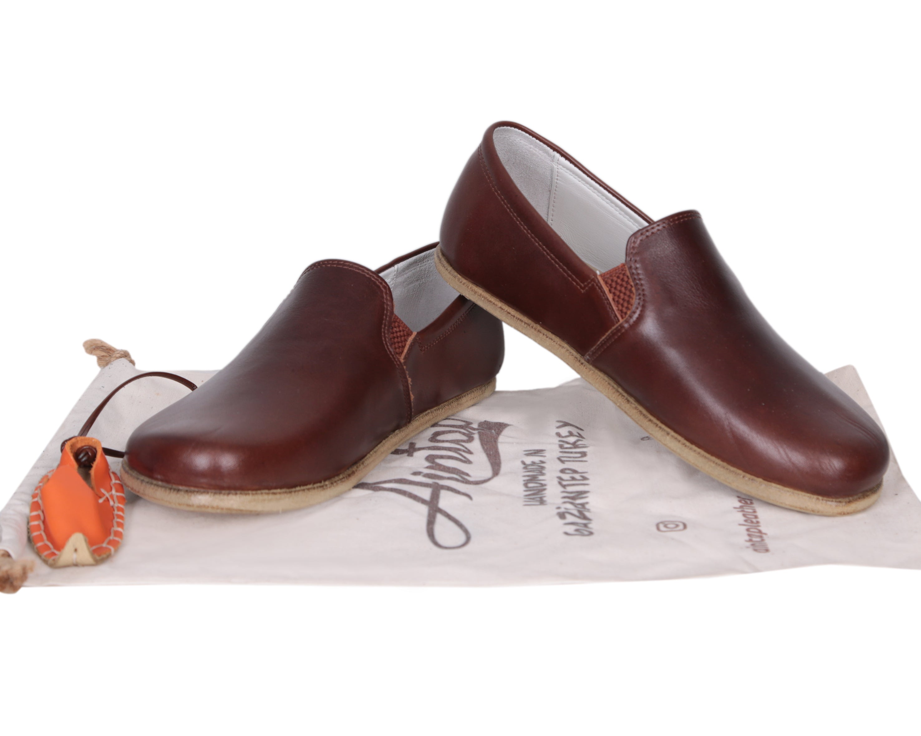 Dark Brown Slip-On Wide Barefoot Smooth Leather Handmade Classic Shoes 