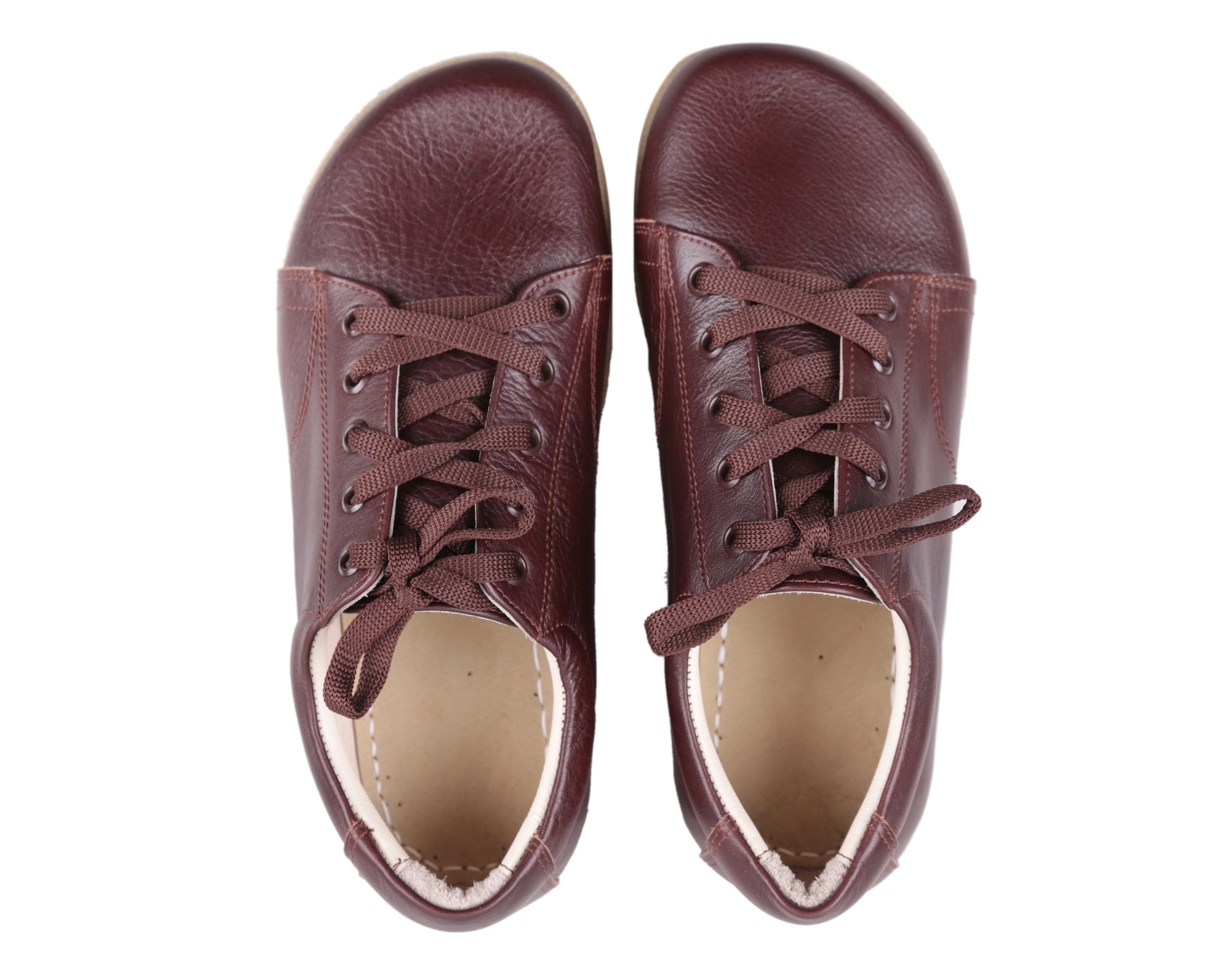 Dark Brown Sneaker Wide Barefoot Smooth Leather Handmade Shoes 