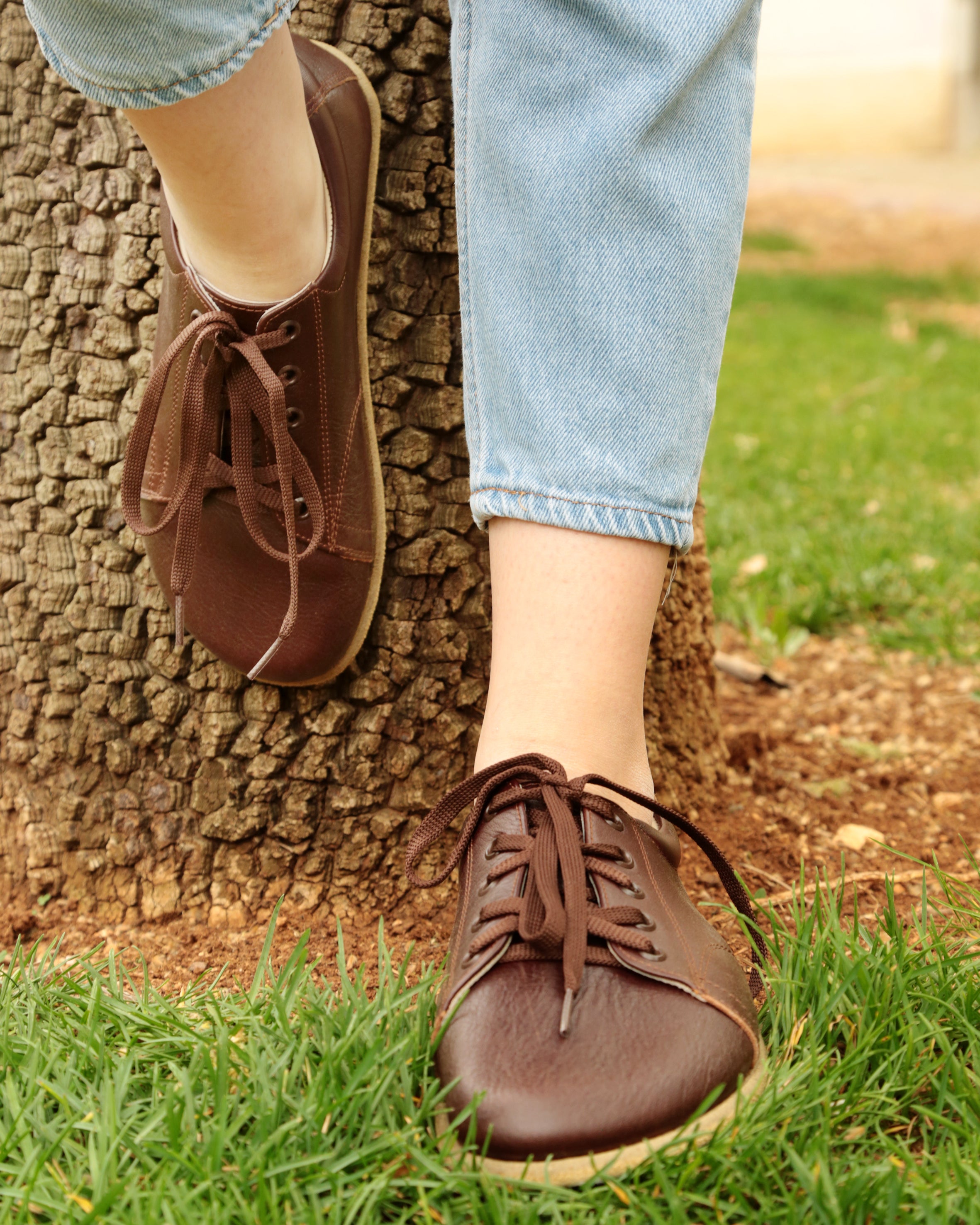 Dark Brown Sneaker Wide Barefoot Smooth Leather Handmade Shoes