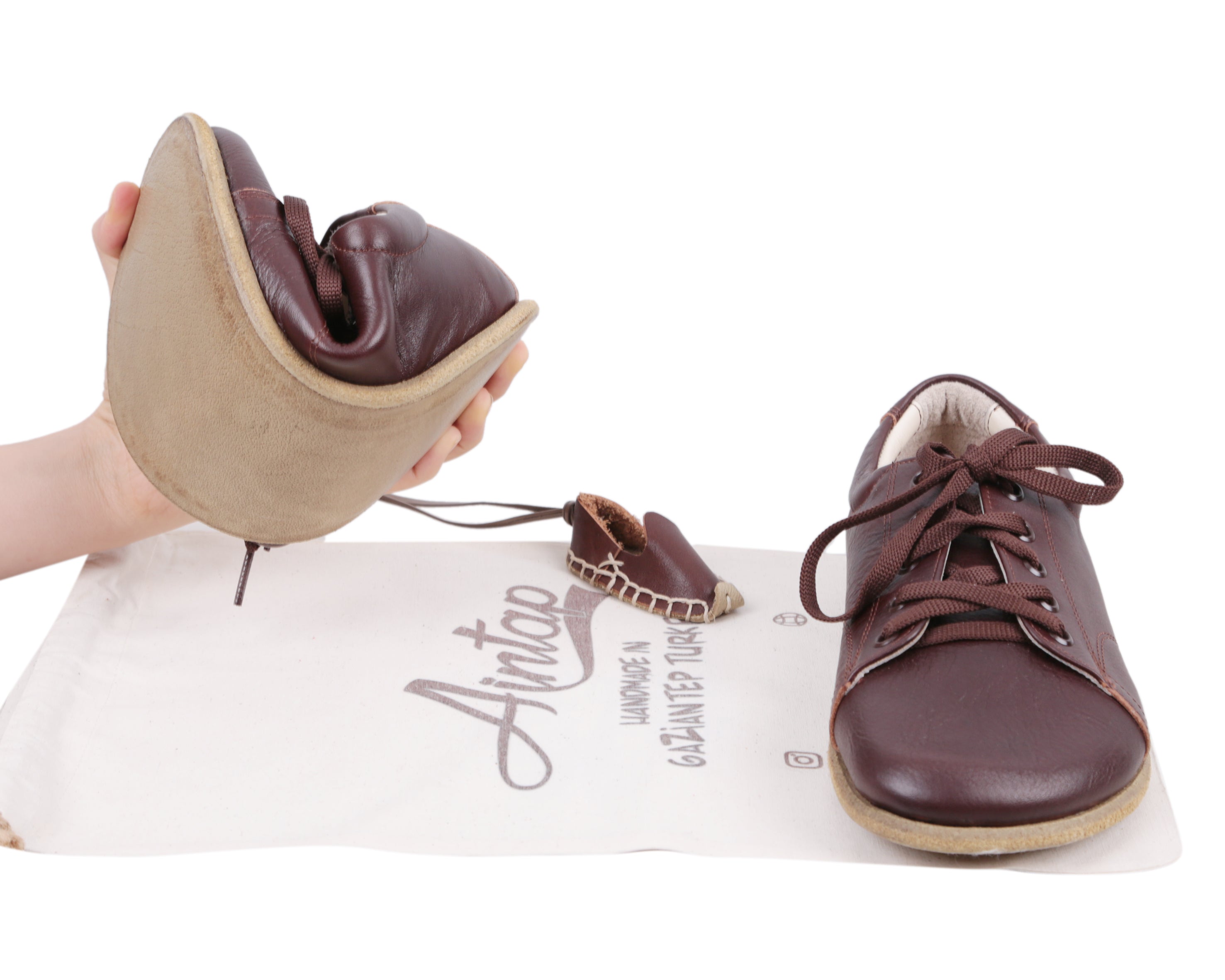 Dark Brown Sneaker Wide Barefoot Smooth Leather Handmade Shoes 