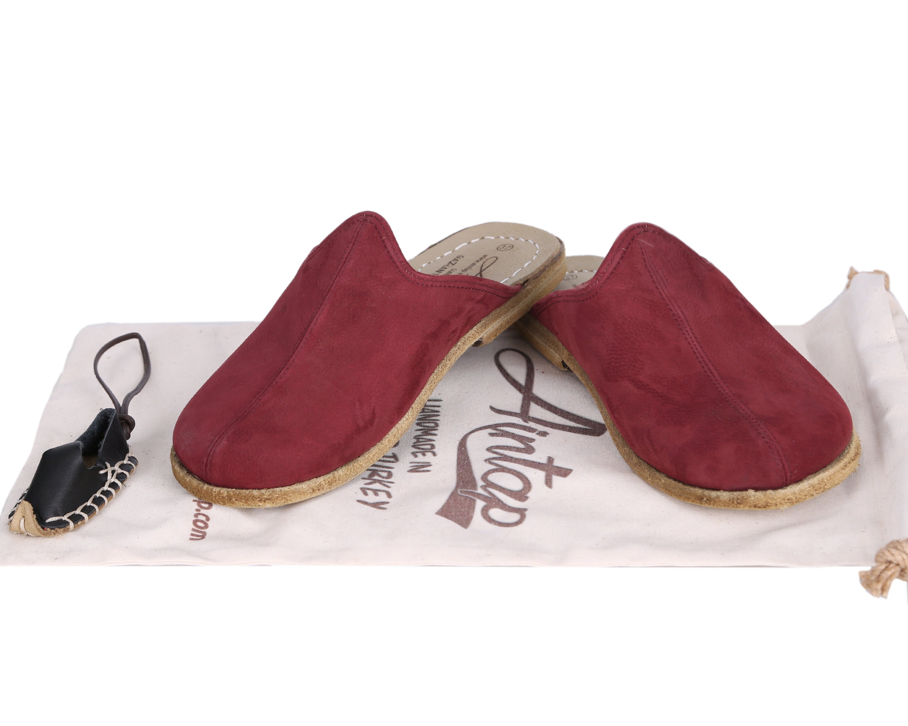 Red Sandal Wide Barefoot Nubuck Leather Handmade