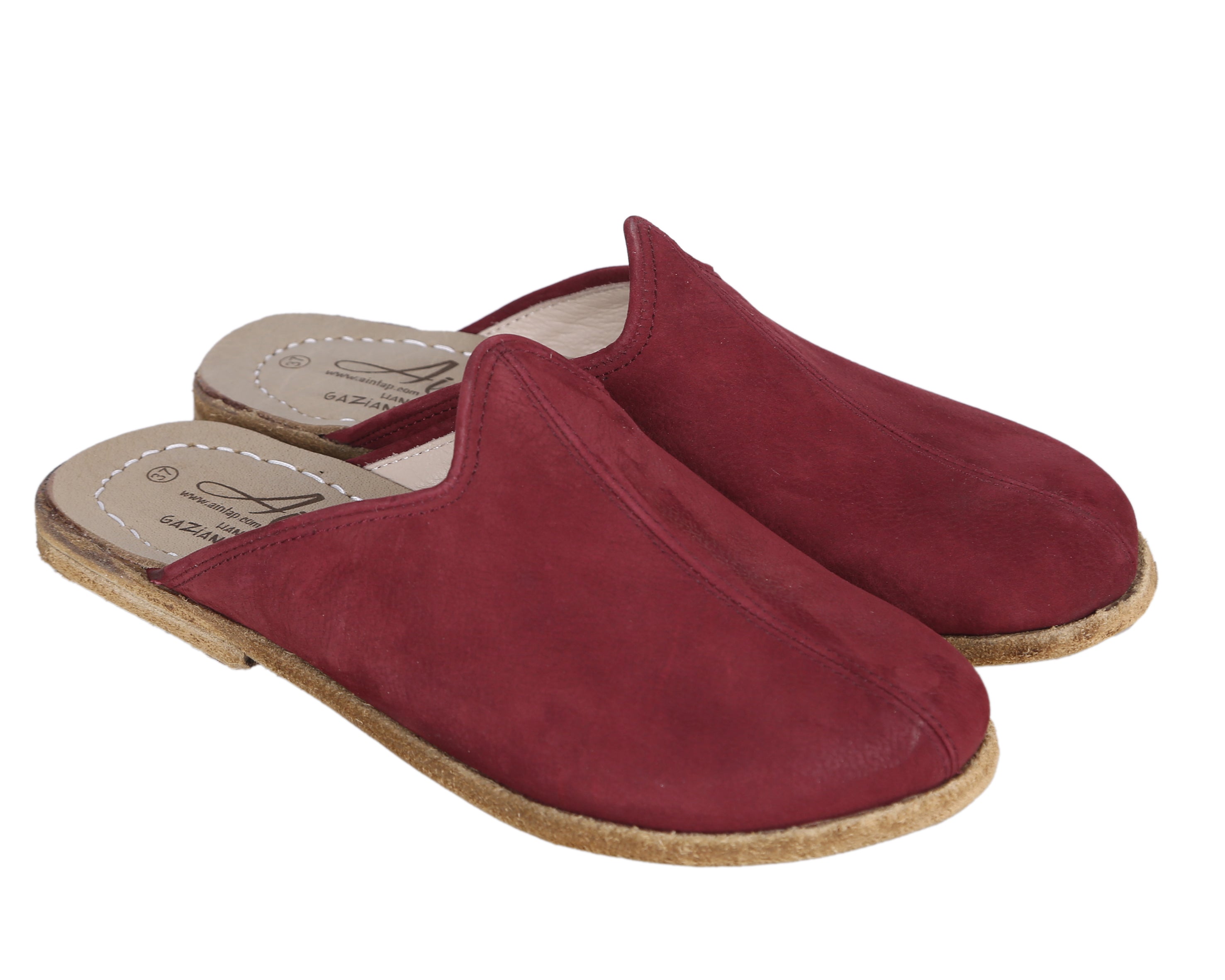 Red Sandal Wide Barefoot Nubuck Leather Handmade 