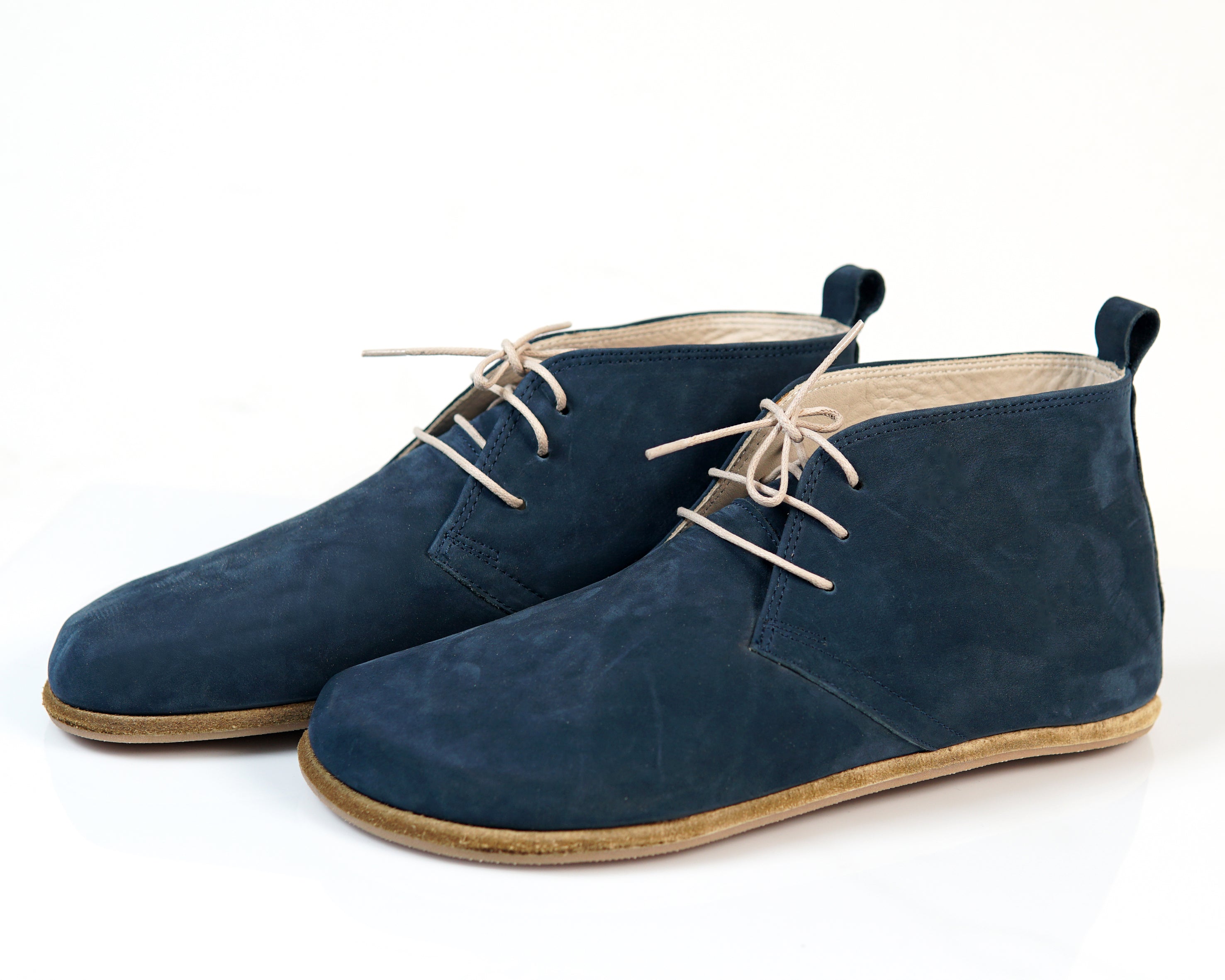 Jeans Ankle Boots Wide Barefoot Nubuck Leather Handmade Shoes 