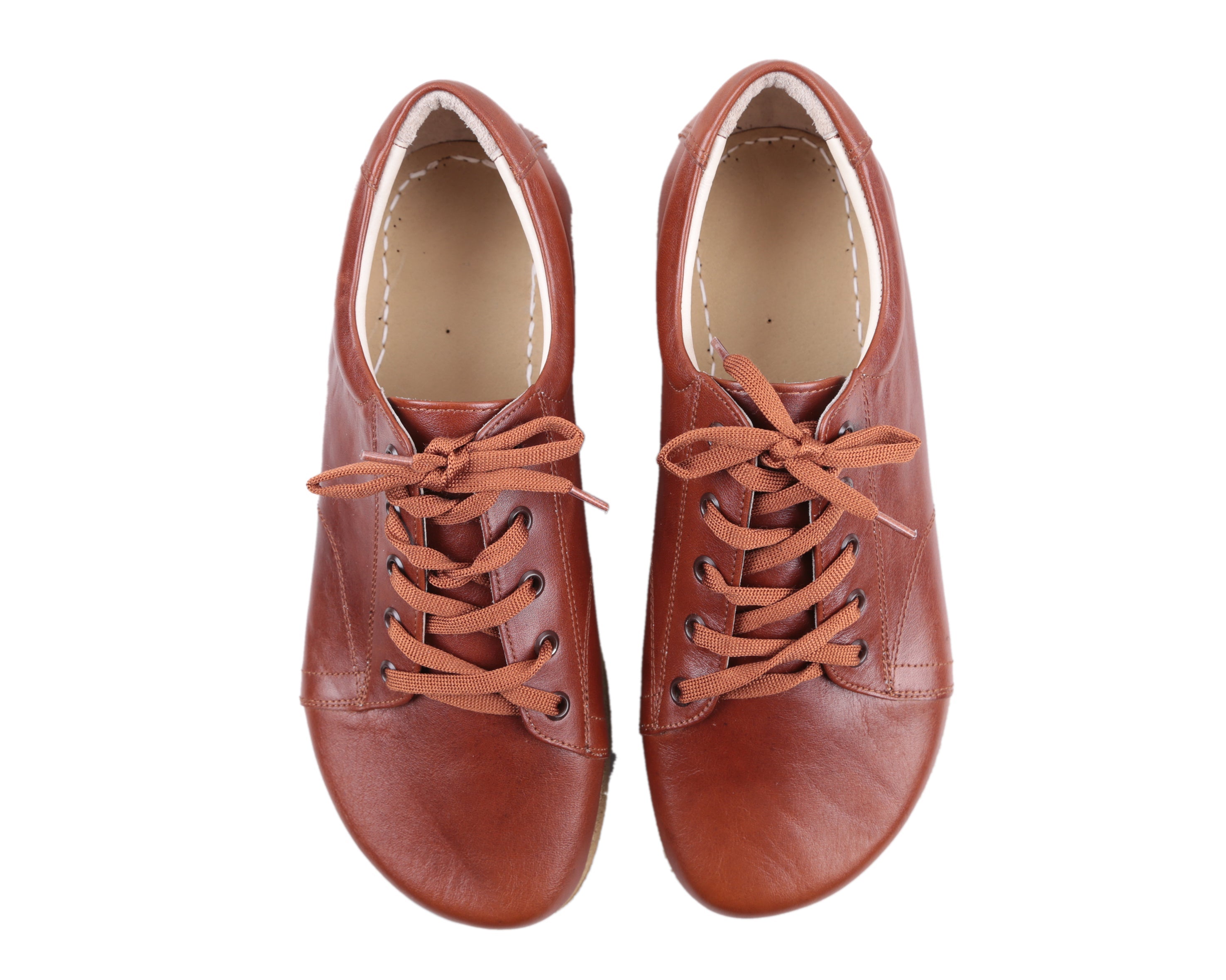 Brown Sneaker Wide Barefoot Smooth Leather Handmade Shoes 