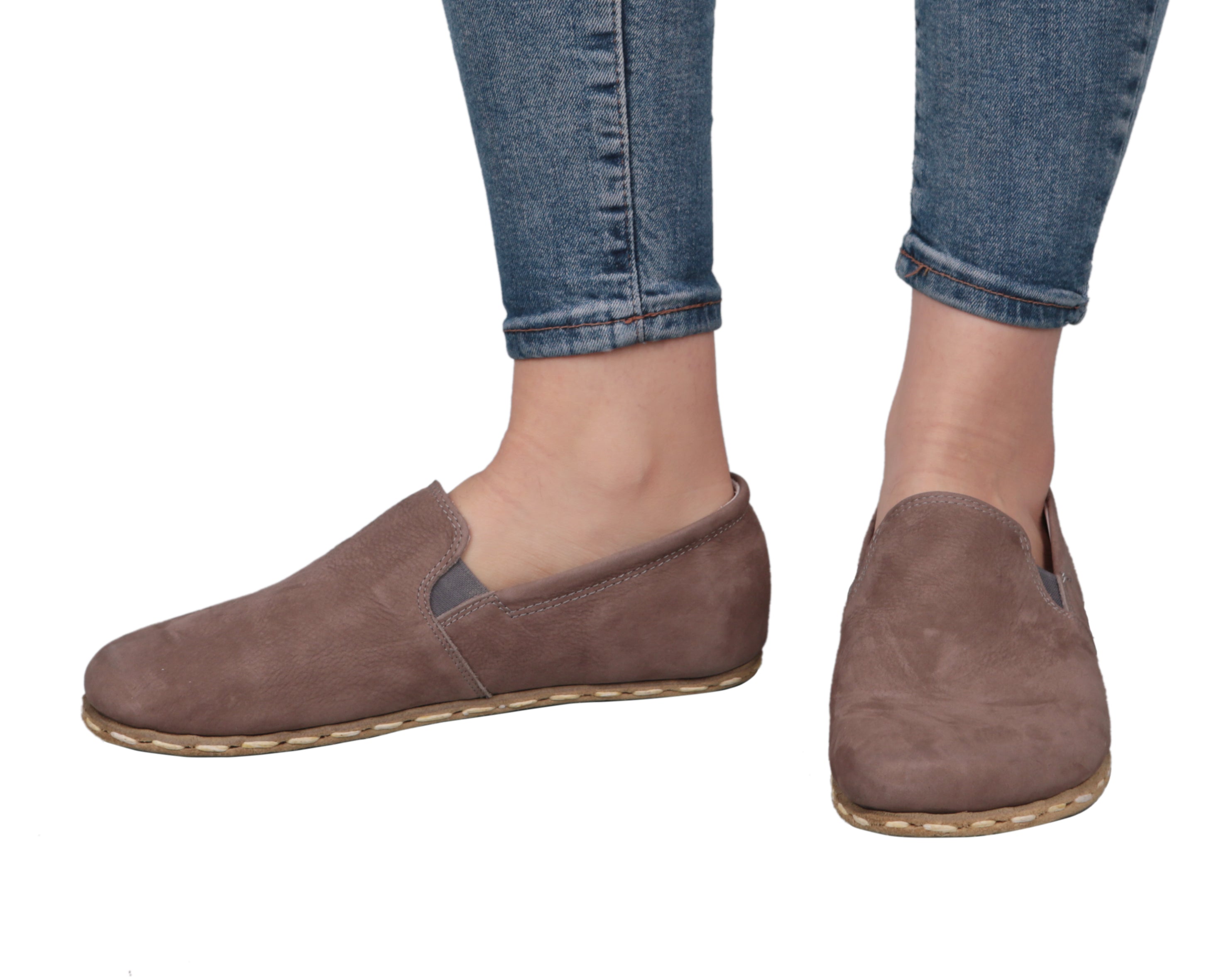 Smoked Slip-On Wide Barefoot Nubuck Leather Handmade Sport Shoes 