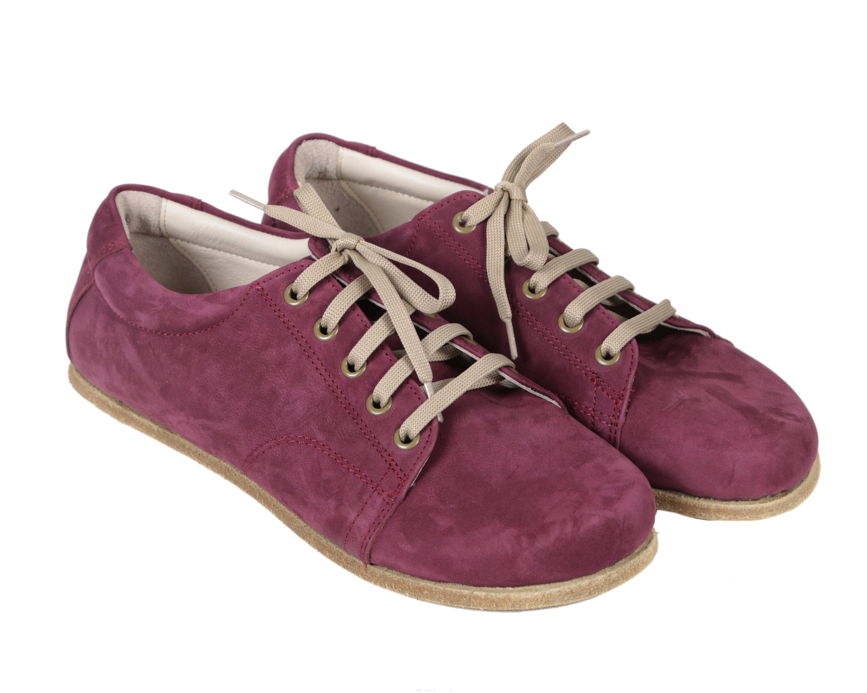 Red Sneaker Wide Barefoot Nubuck Leather Handmade Shoes 