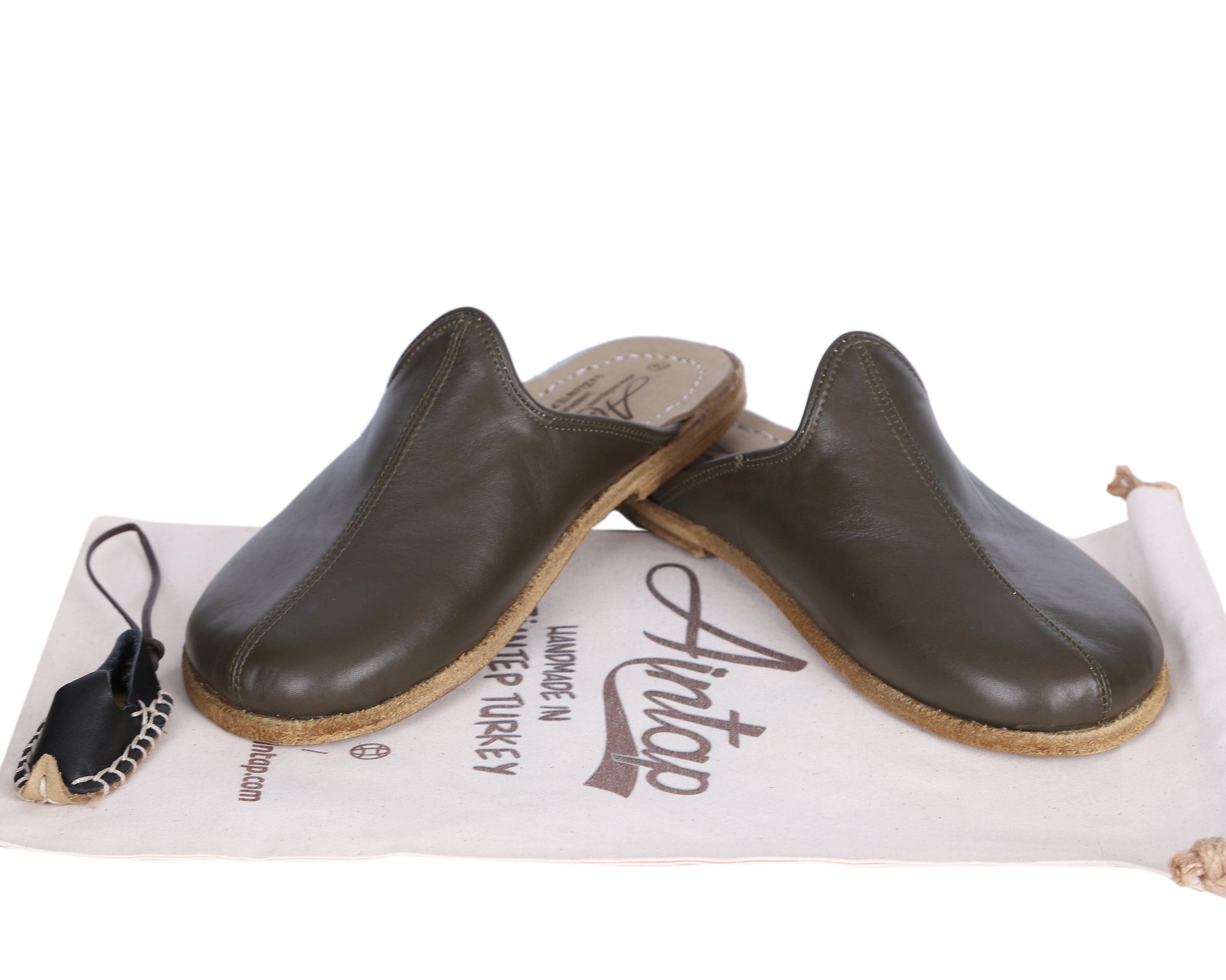 Green Sandal Wide Barefoot Smooth Leather Handmade 