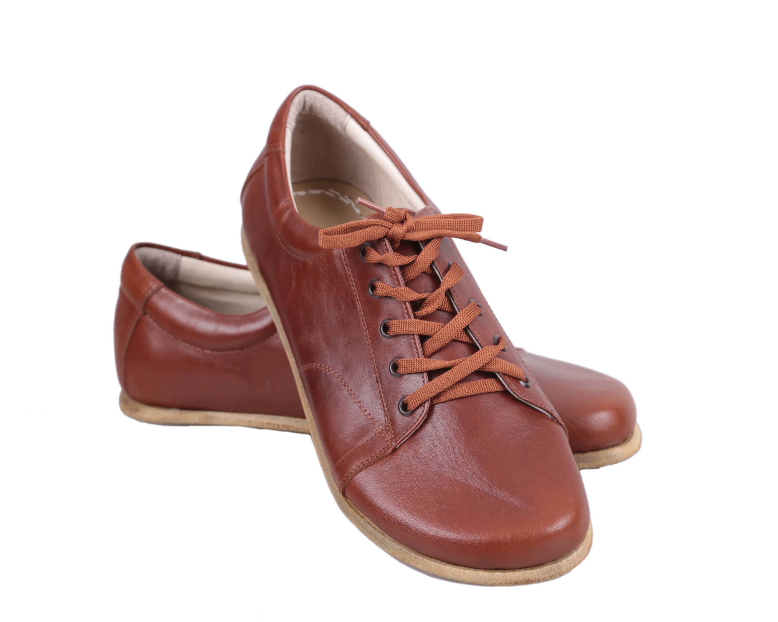 Brown Sneaker Wide Barefoot Smooth Leather Handmade Shoes 