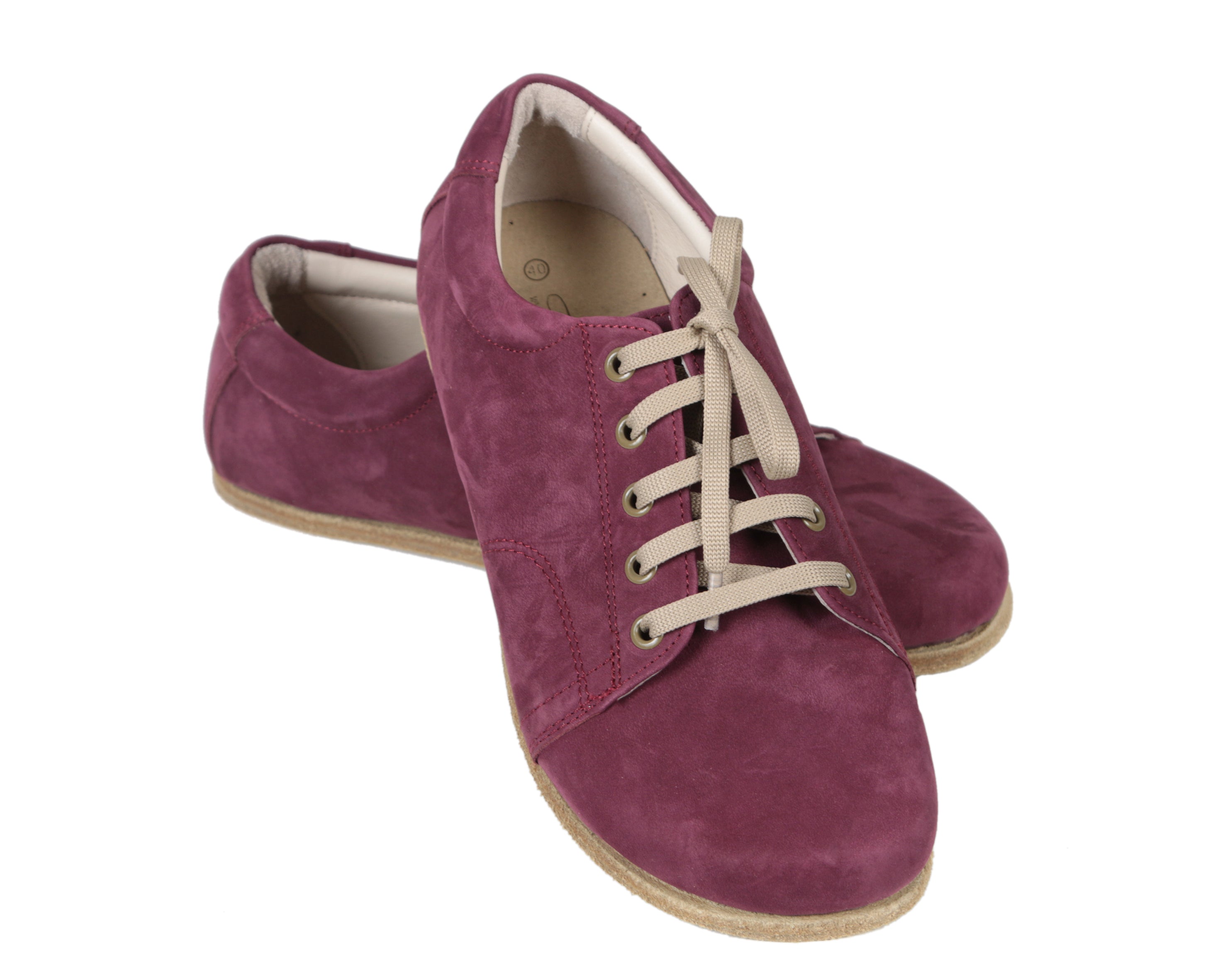 Red Sneaker Wide Barefoot Nubuck Leather Handmade Shoes 