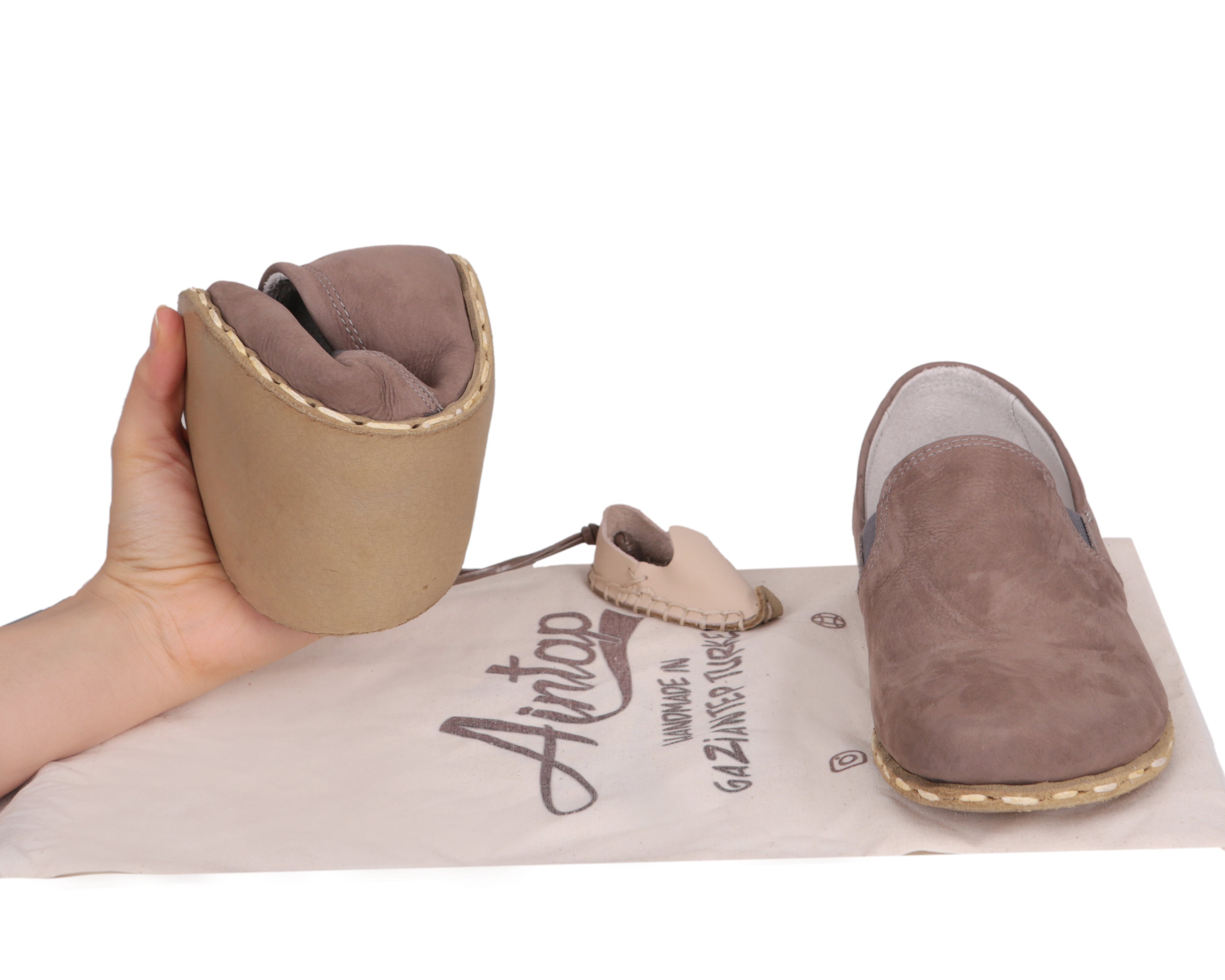 Smoked Slip-On Wide Barefoot Nubuck Leather Handmade Sport Shoes 