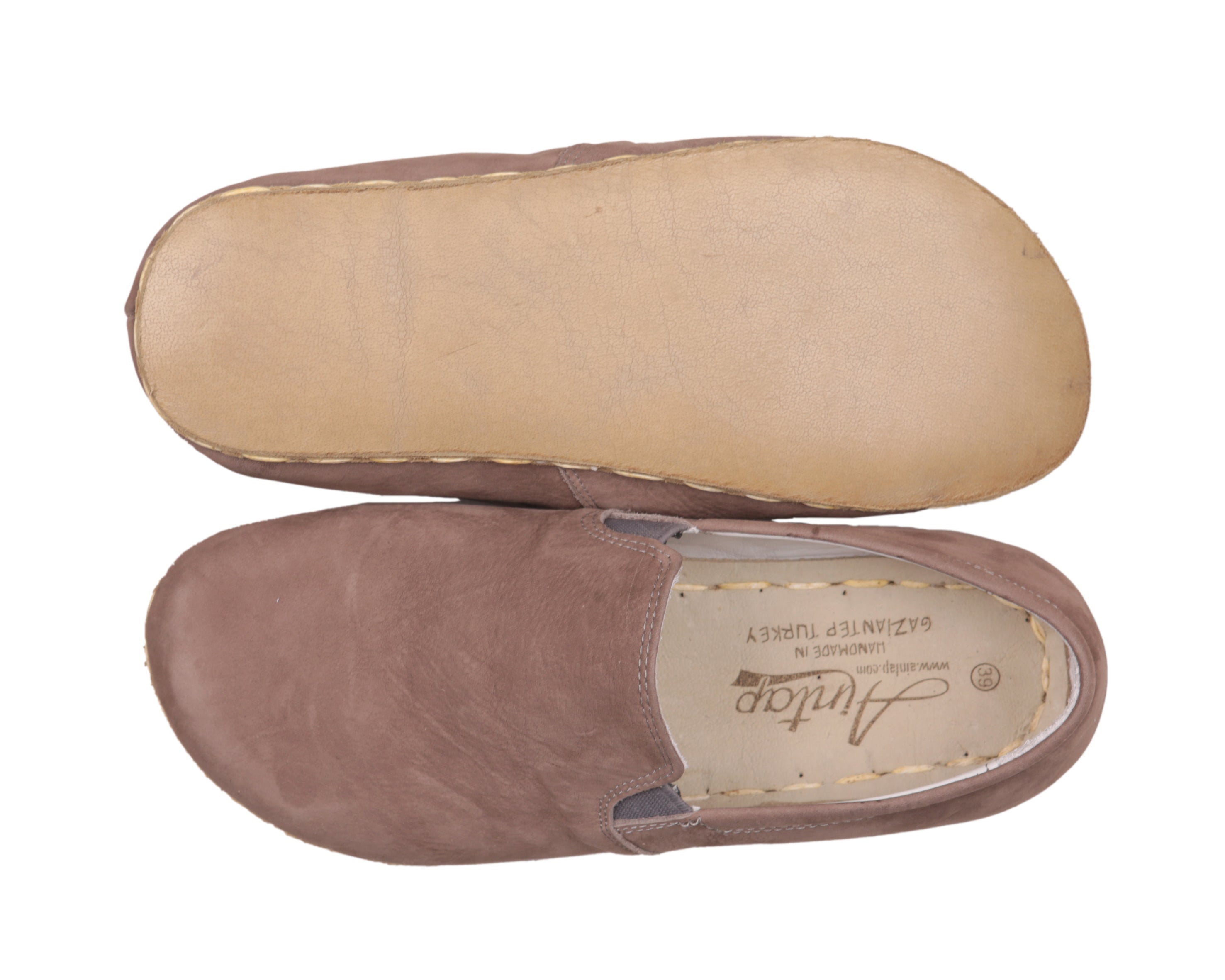 Smoked Slip-On Wide Barefoot Nubuck Leather Handmade Sport Shoes 