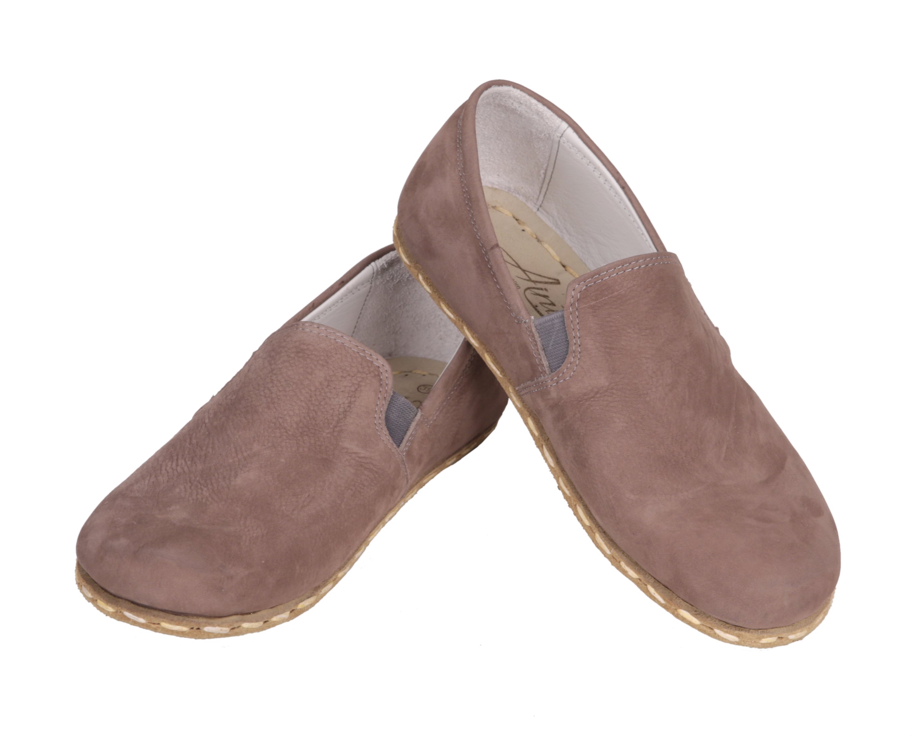 Smoked Slip-On Wide Barefoot Nubuck Leather Handmade Sport Shoes 