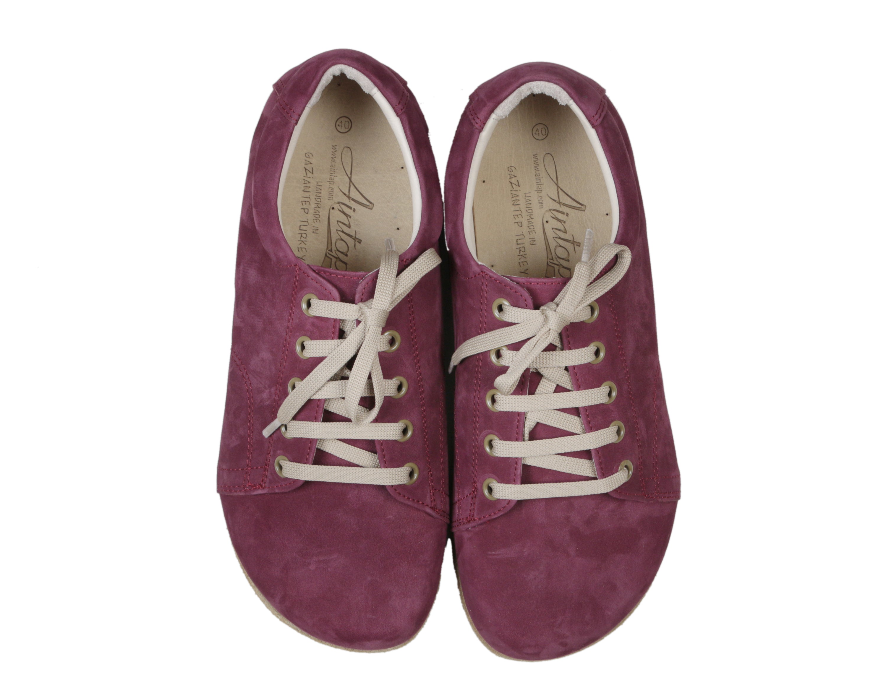 Red Sneaker Wide Barefoot Nubuck Leather Handmade Shoes 