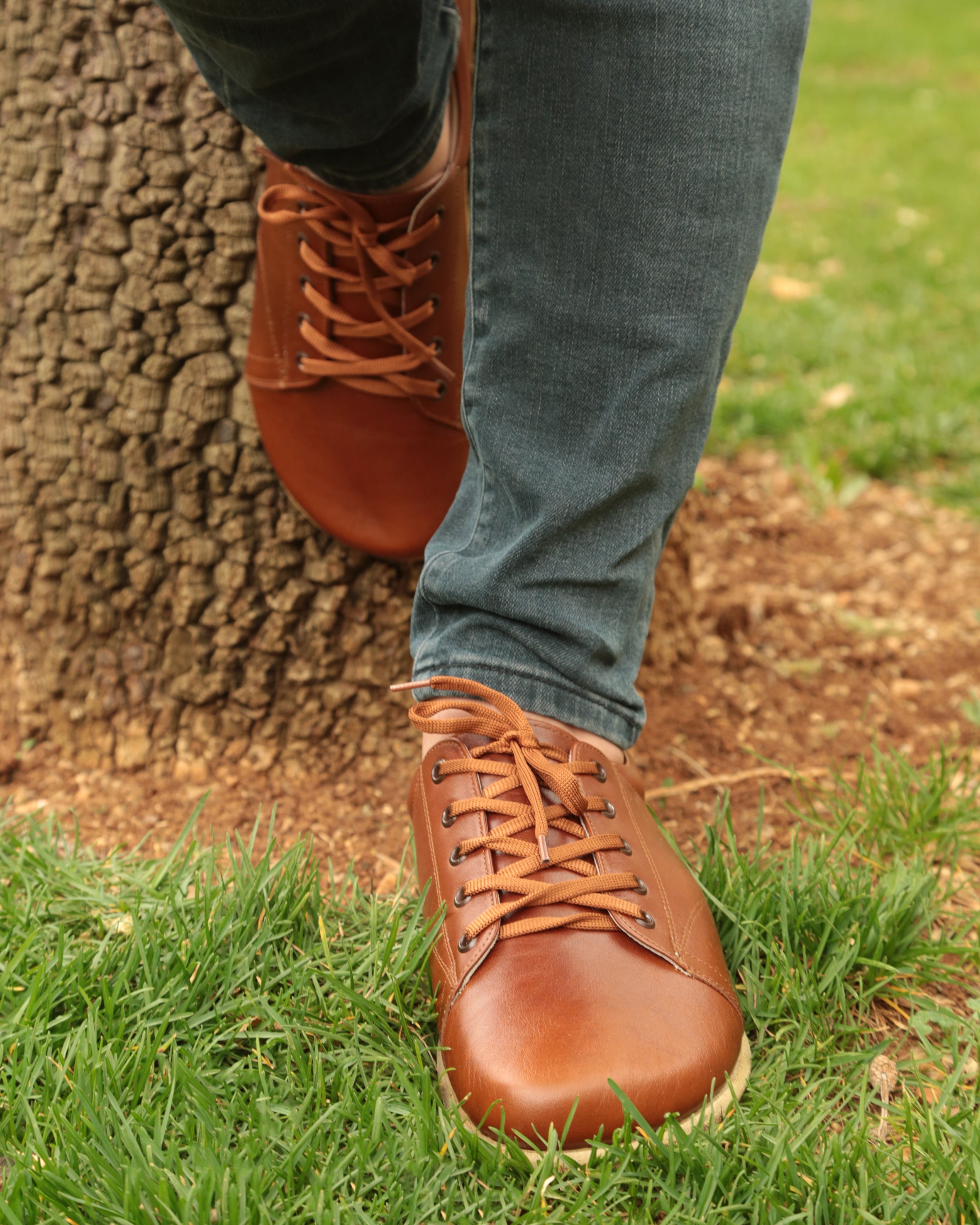 Brown Sneaker Wide Barefoot Smooth Leather Handmade Shoes 
