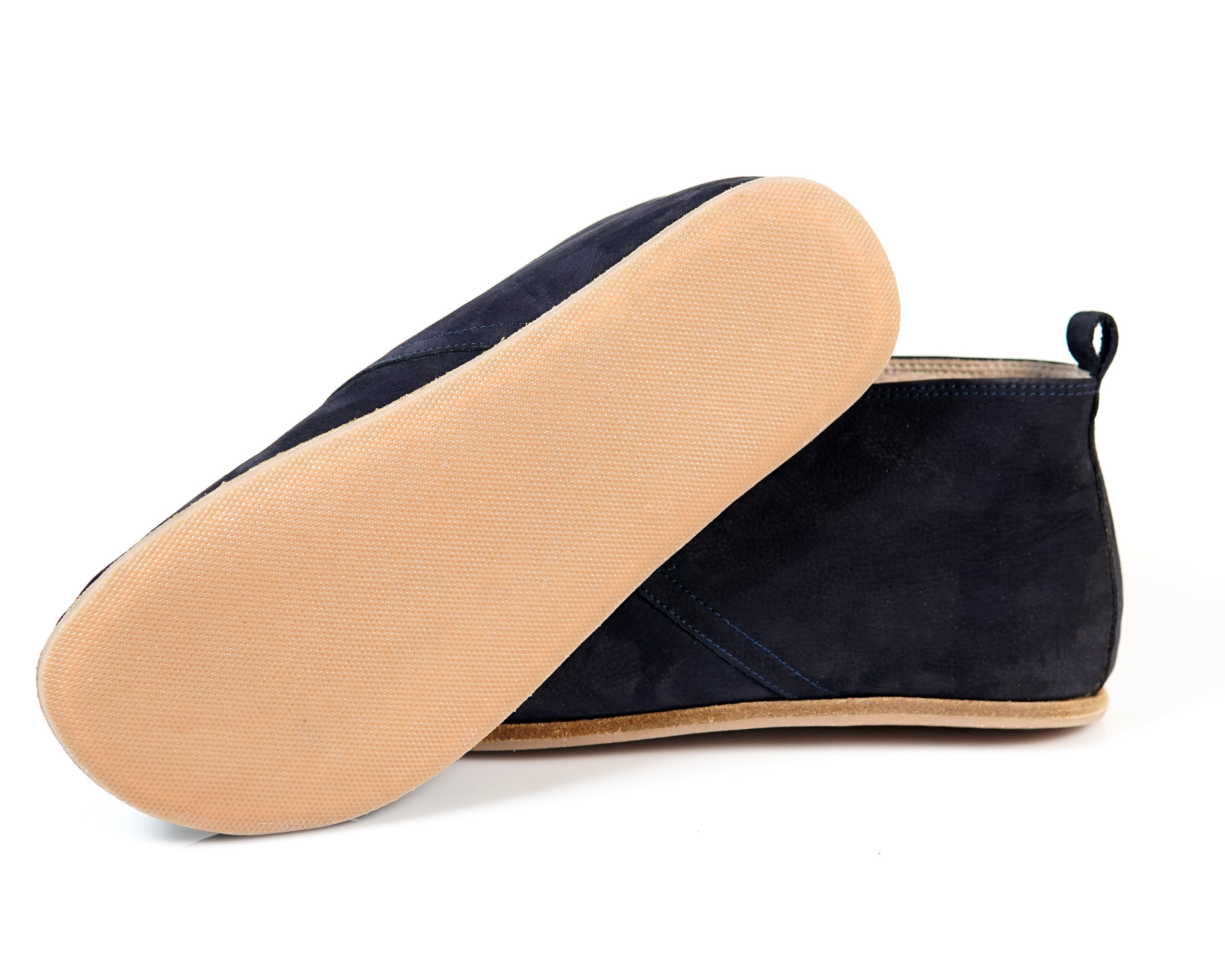 Navy Blue Ankle Boots Wide Barefoot Nubuck Leather Handmade Shoes 