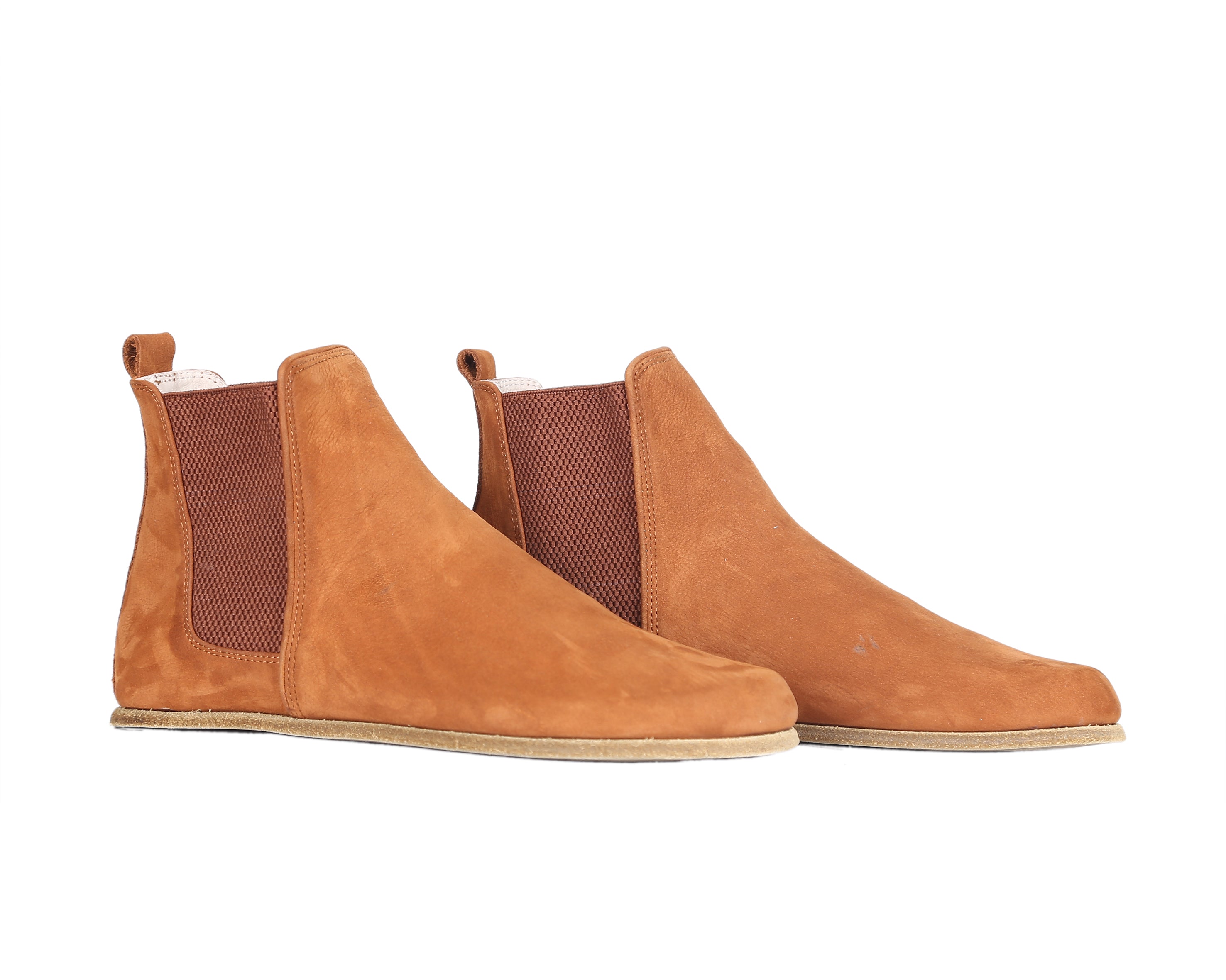 Tan Chelsea Boots Wide Barefoot Nubuck Leather Handmade Shoes 
