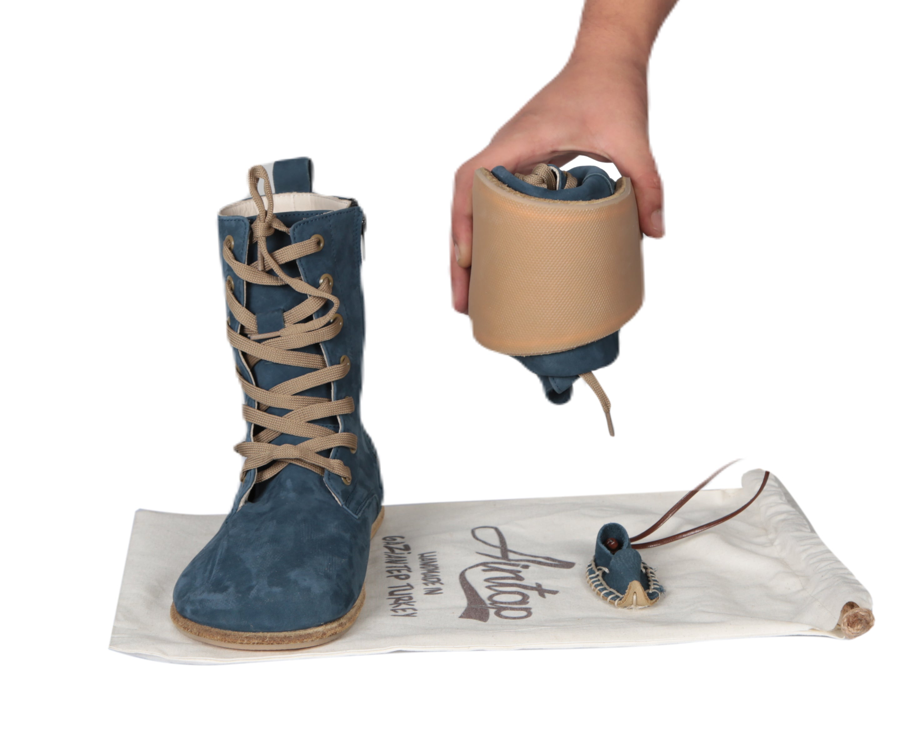 Jeans Long Boots Wide Barefoot Nubuck Leather Handmade Shoes 