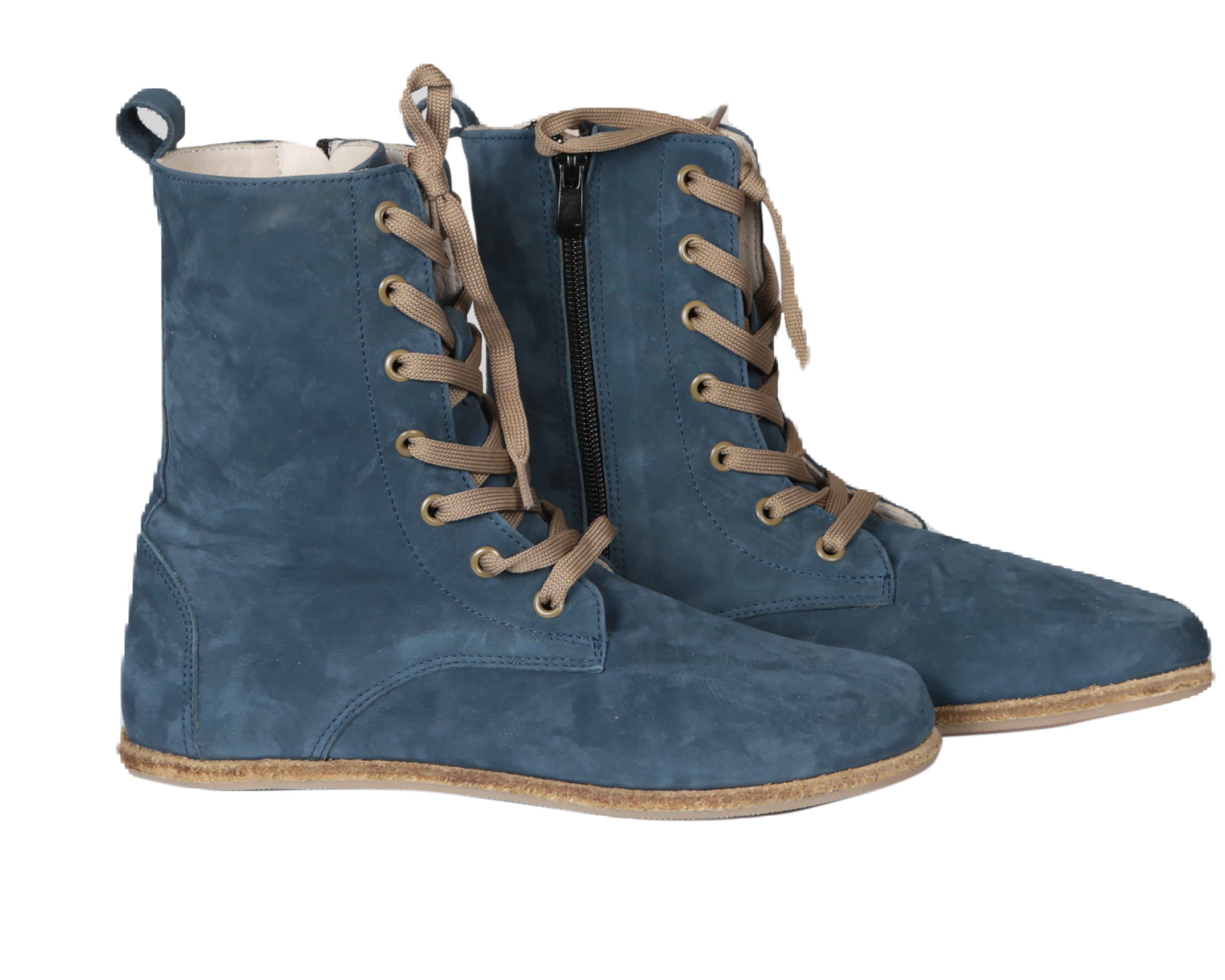 Jeans Long Boots Wide Barefoot Nubuck Leather Handmade Shoes 