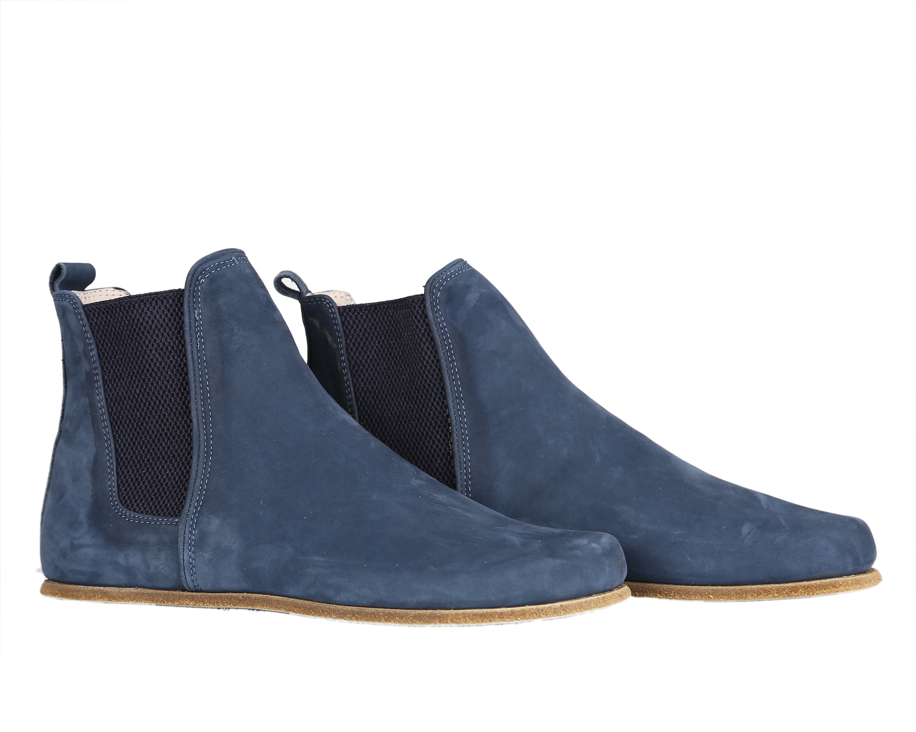 Jeans Chelsea Boots Wide Barefoot Nubuck Leather Handmade Shoes 