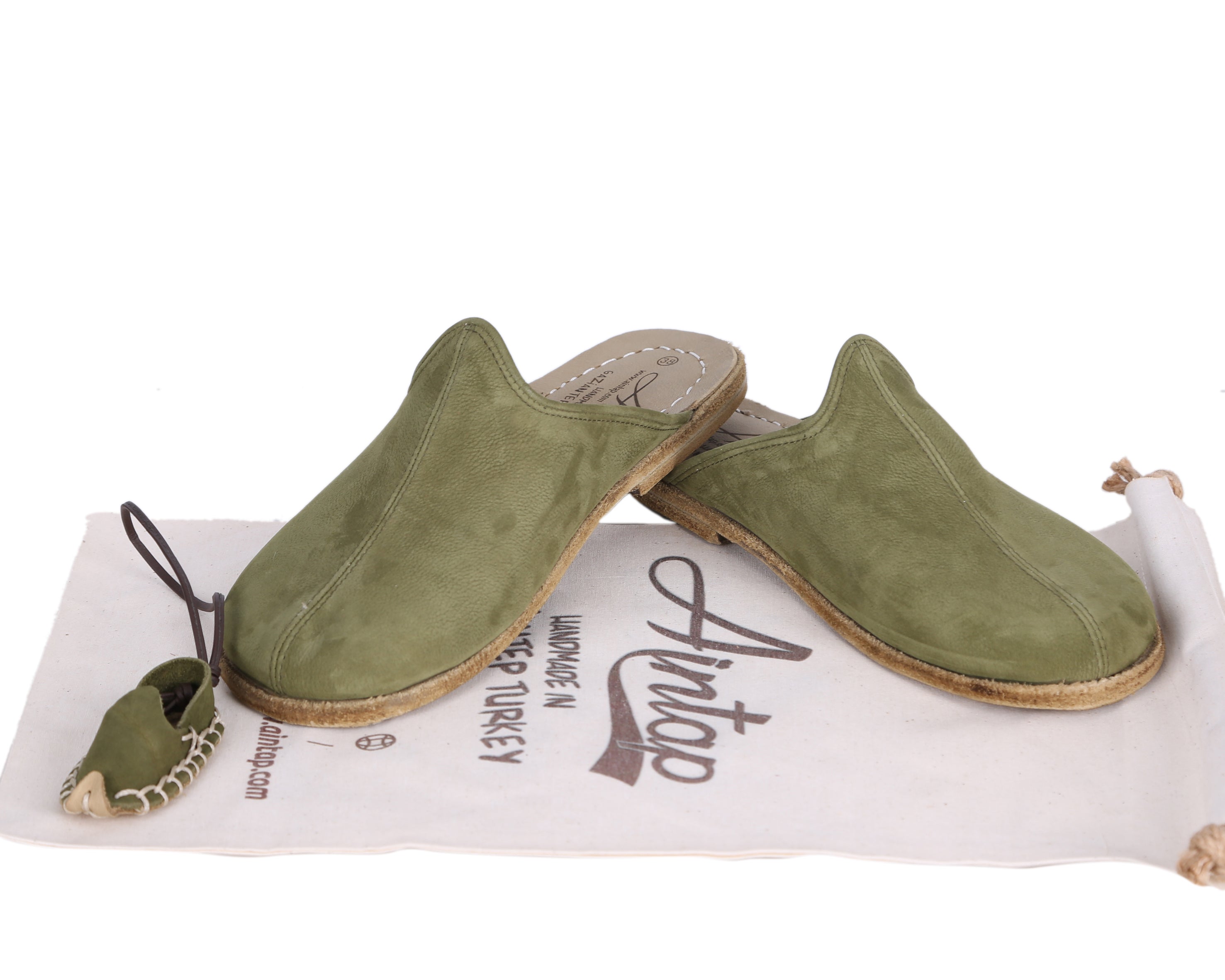 Green Sandal Wide Barefoot Nubuck Leather Handmade