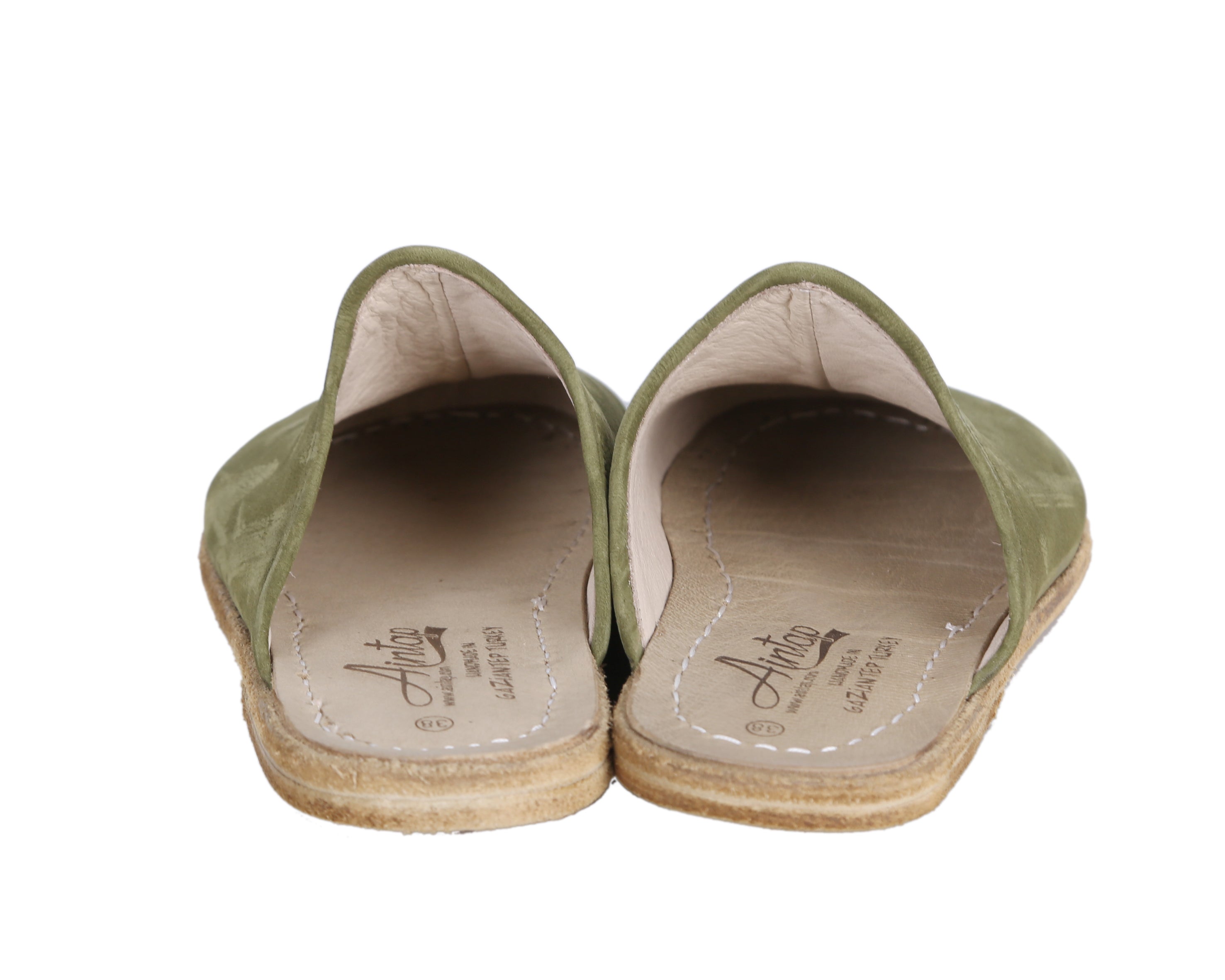 Green Sandal Wide Barefoot Nubuck Leather Handmade 