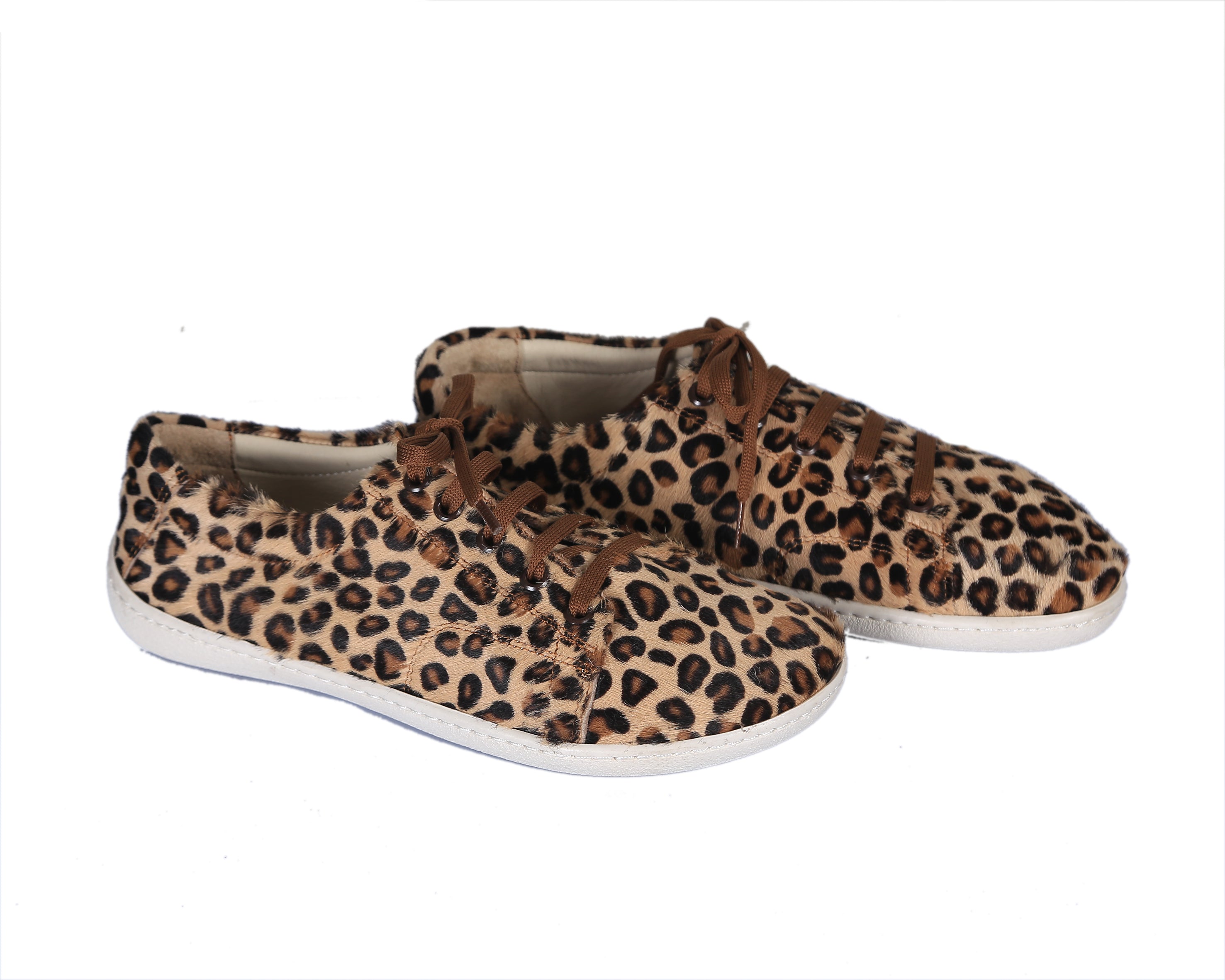 Leopard SNEAKER Wide Barefoot Shoes Smooth Leather Handmade 6mm Rubber Outsole