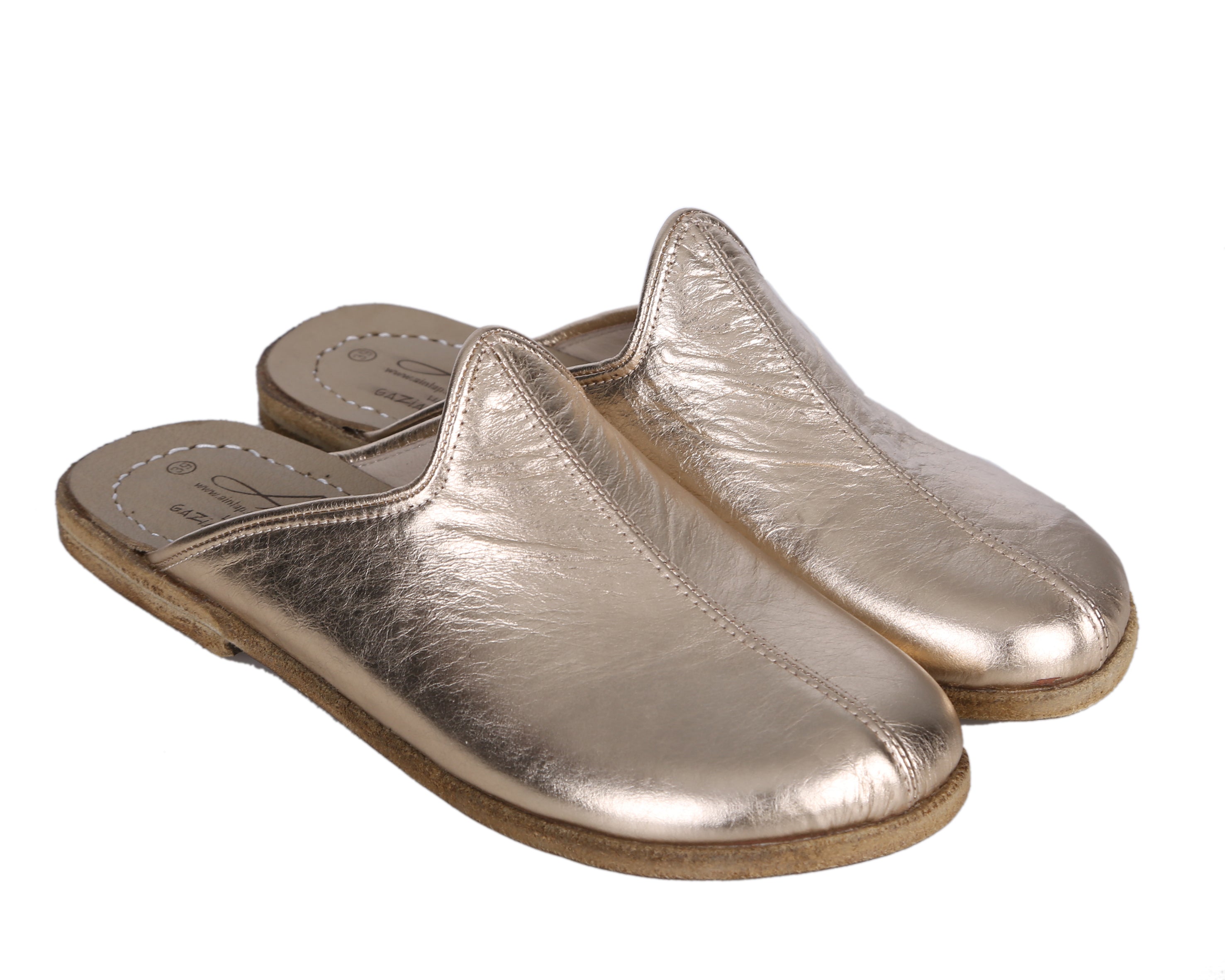Gold Sandal Wide Barefoot Smooth Leather Handmade 